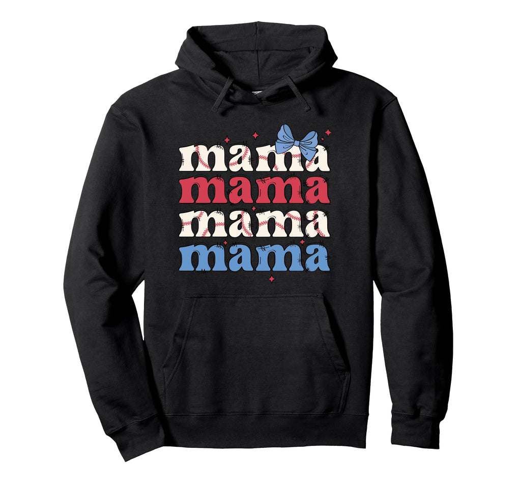 Baseball Mama Sports Bow And Hoodie - Casual Everyday Wear for Adults - T-Shirt, Sweatshirt, Hoodie