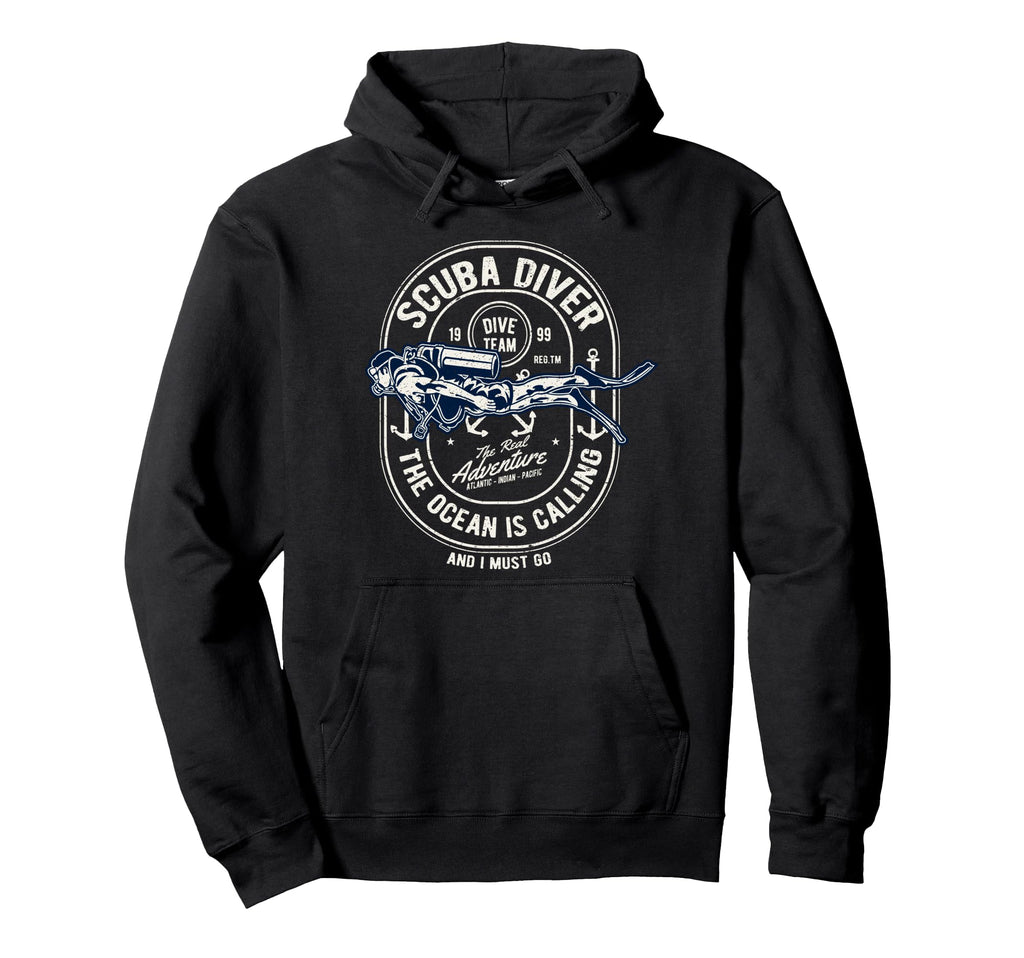 Diver Distressed Scuba Diving Hoodie - Fun Novelty Design for Adults - T-Shirt, Sweatshirt, Hoodie