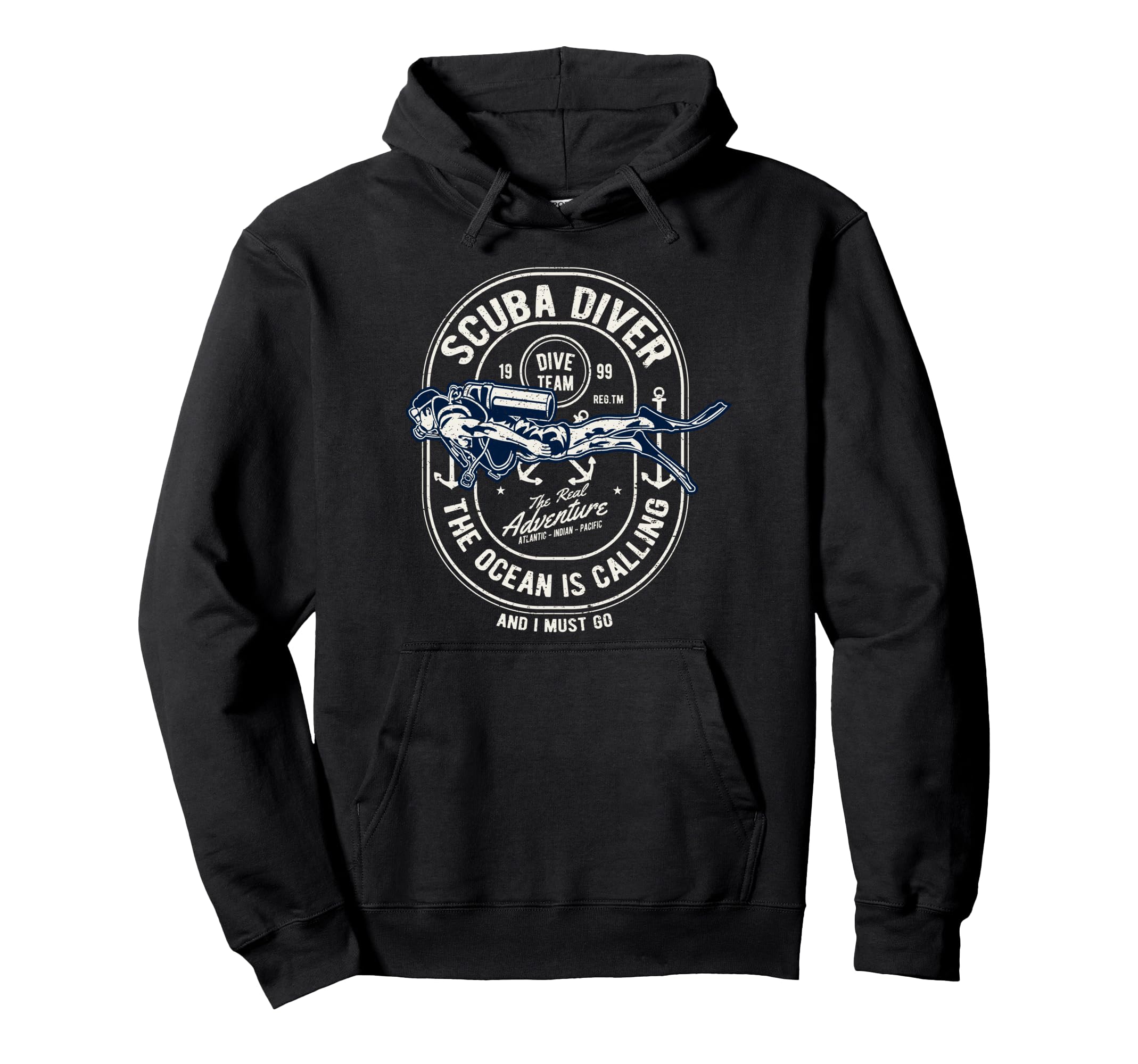 Diver Distressed Scuba Diving Hoodie - Fun Novelty Design for Adults - T-Shirt, Sweatshirt, Hoodie
