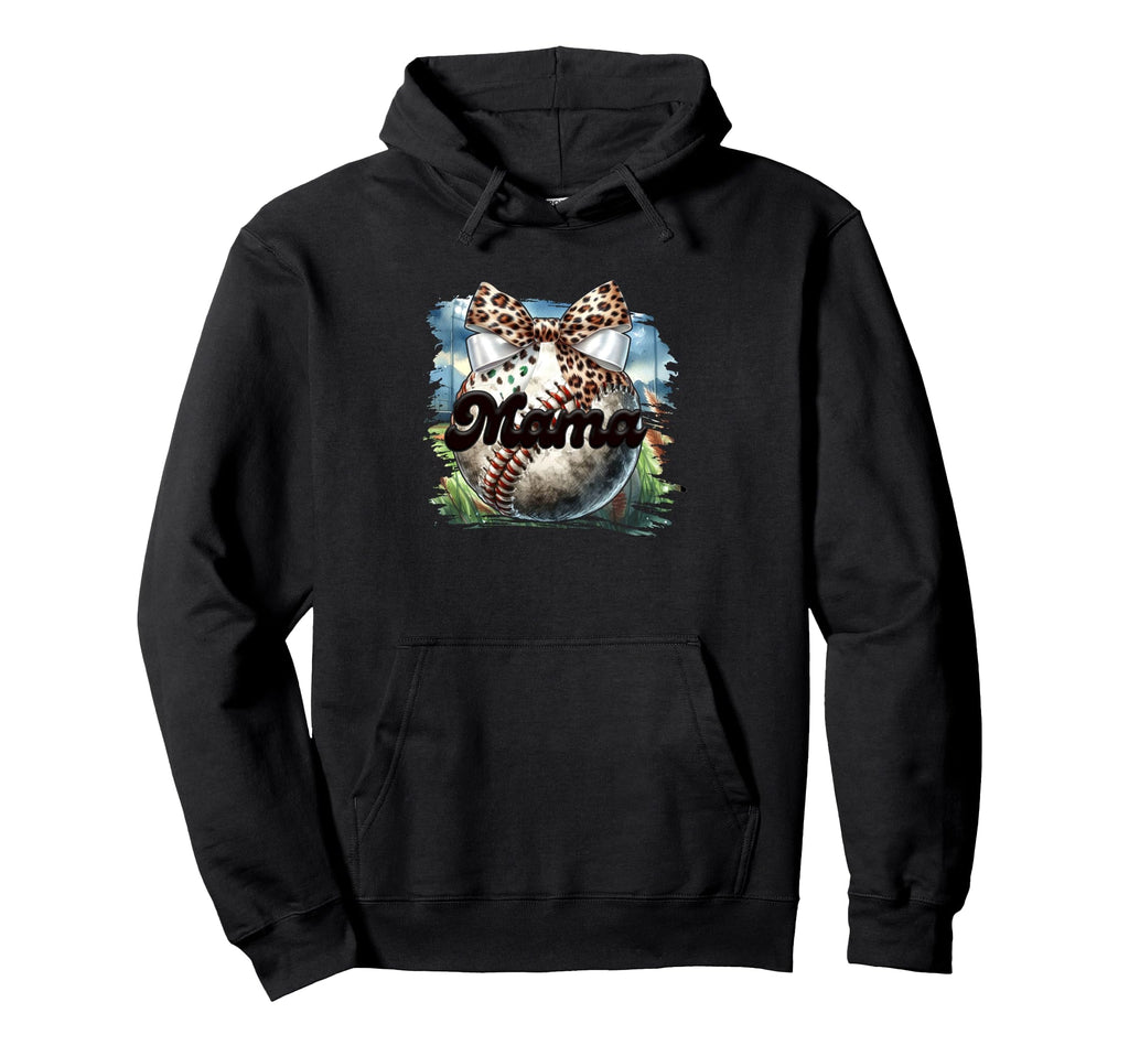 Mama Baseball Leopard Bow Hoodie - Streetwear Style Men Women - T-Shirt, Sweatshirt, Hoodie