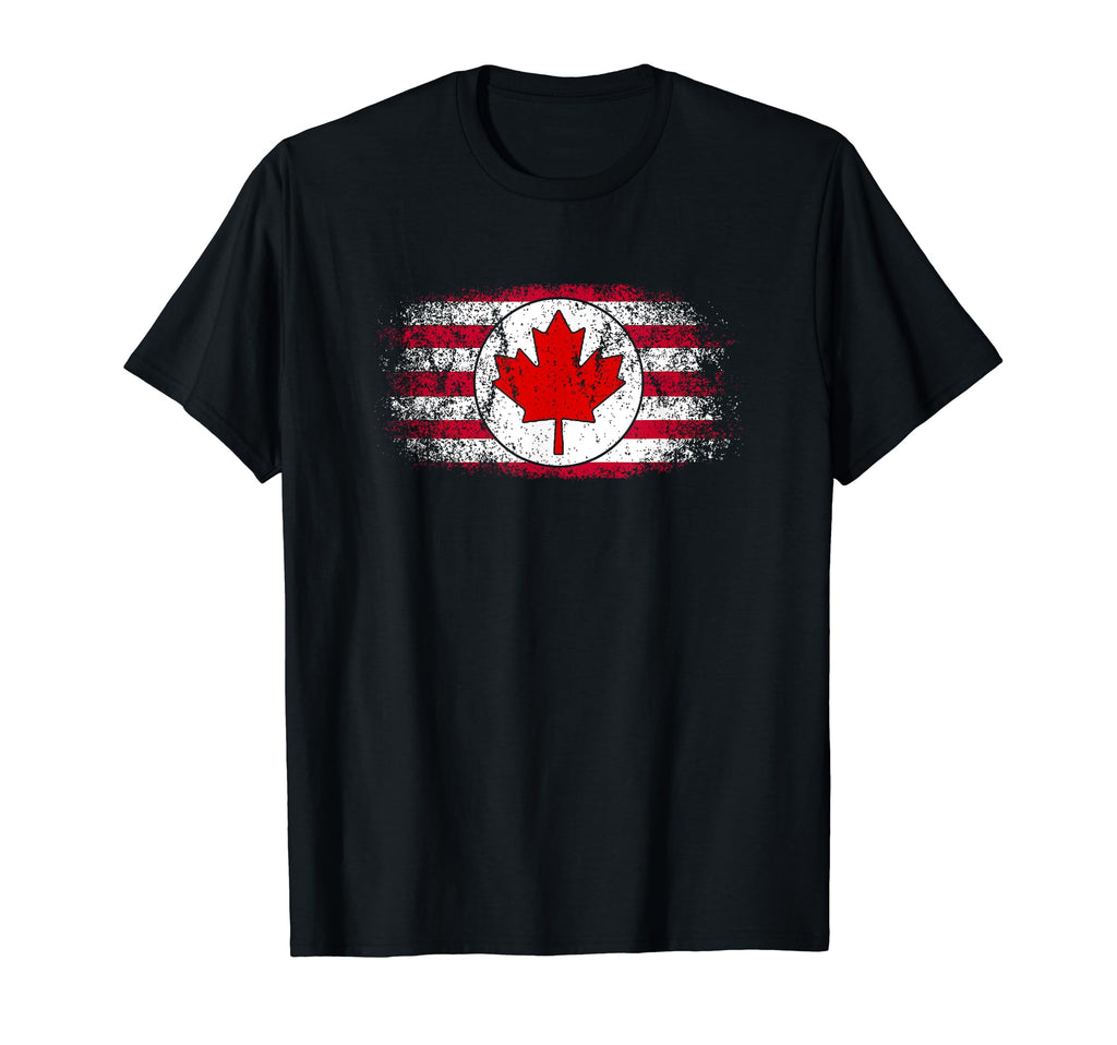 American Canadian Flag Distressed T-Shirt - Fun Novelty Design for Adults - T-Shirt, Sweatshirt, Hoodie