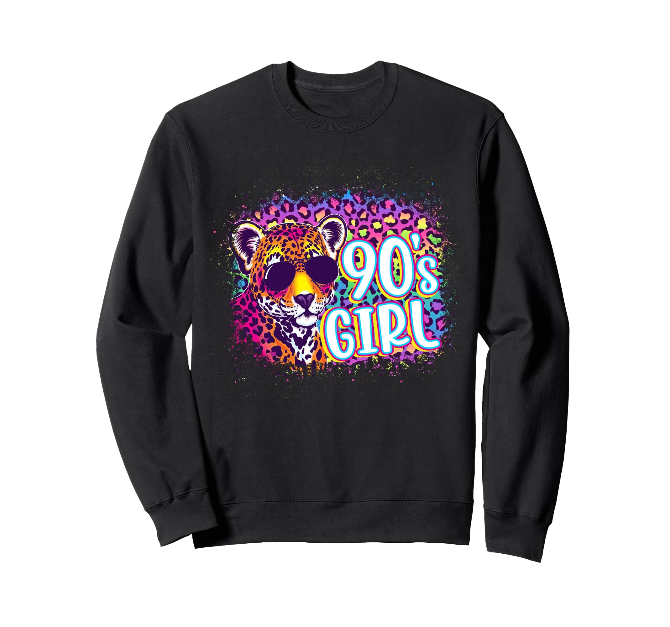 90S Birthday Party Rainbow Leopard Sweatshirt - Unique Graphic Men Women - T-Shirt, Sweatshirt, Hoodie