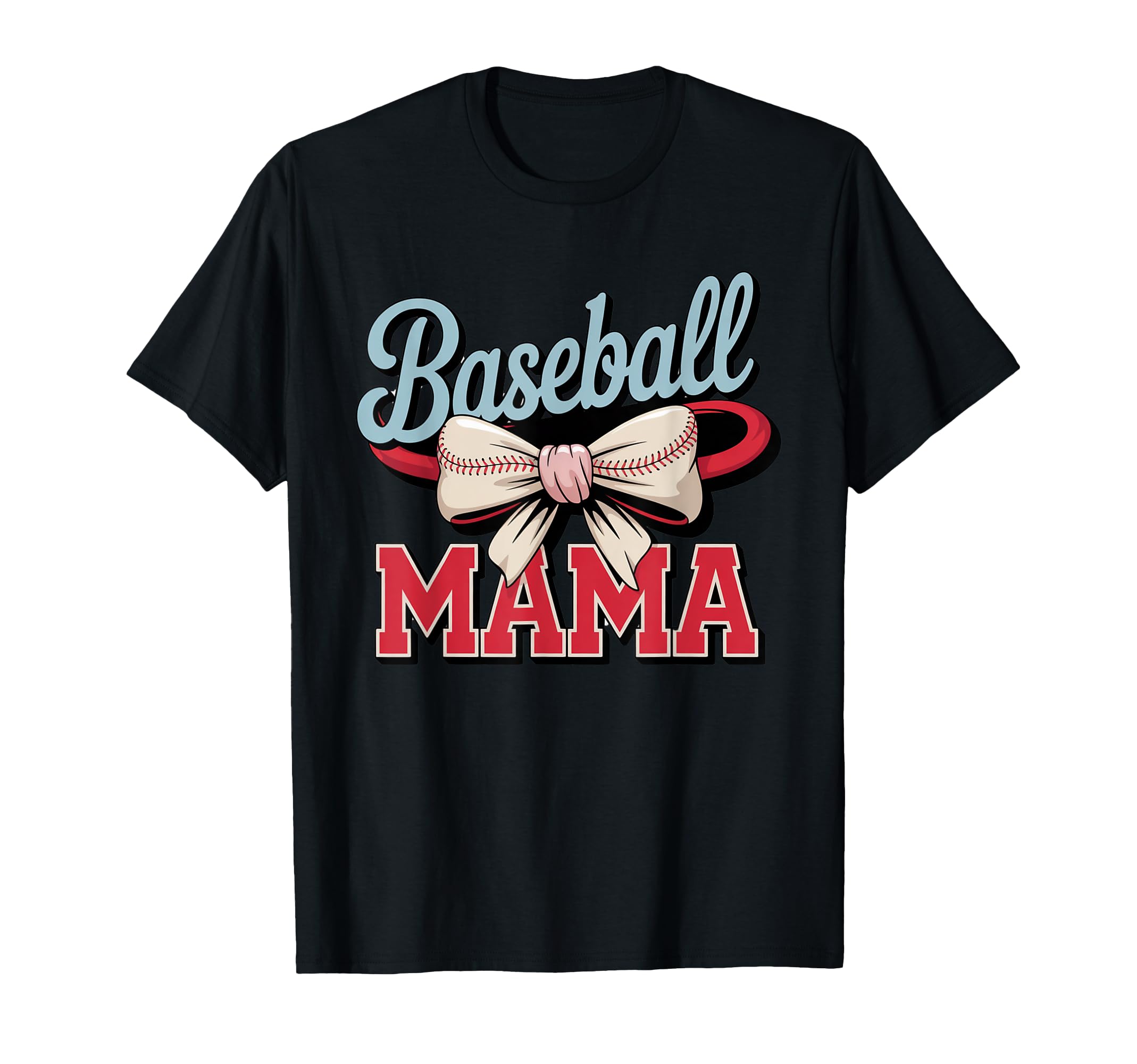 Coquette Bow American Baseball Mom T-Shirt - Minimalist Print Men Women - T-Shirt, Sweatshirt, Hoodie