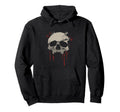 Distressed Grunge Gray Skull Red Hoodie - Casual Everyday Wear Men Women - T-Shirt, Sweatshirt, Hoodie