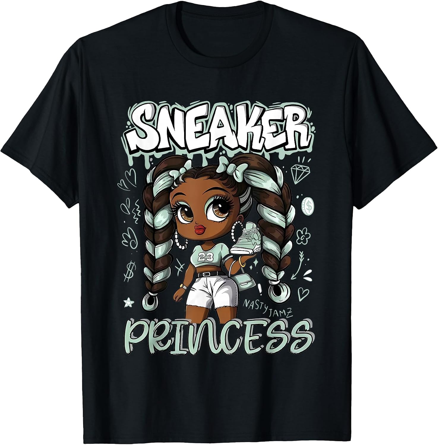 Sneaker Princess Girl Afro Matching Retro Vintage - Adult & Kids T-Shirts, Sweatshirts & Hoodies apparel design preview 1