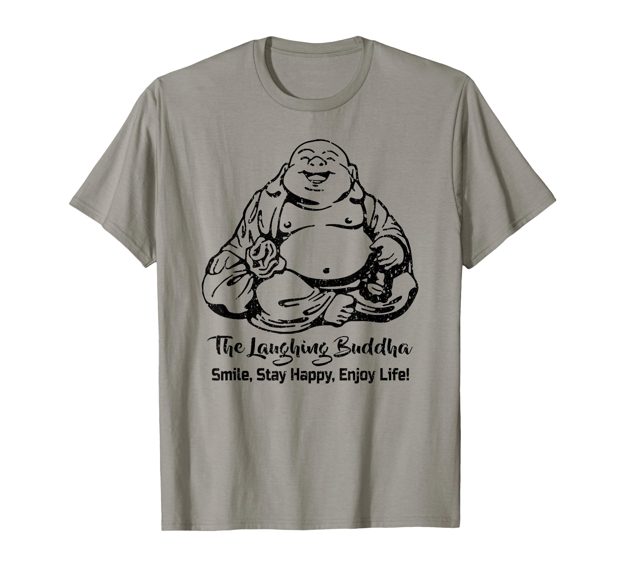 Laughing Buddha Smiling Distressed T-Shirt - Fun Novelty Design Men Women - T-Shirt, Sweatshirt, Hoodie