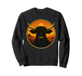 Bull Sunset Horns Cowboy Rodeo Sweatshirt - Fun Novelty Design Men Women - T-Shirt, Sweatshirt, Hoodie