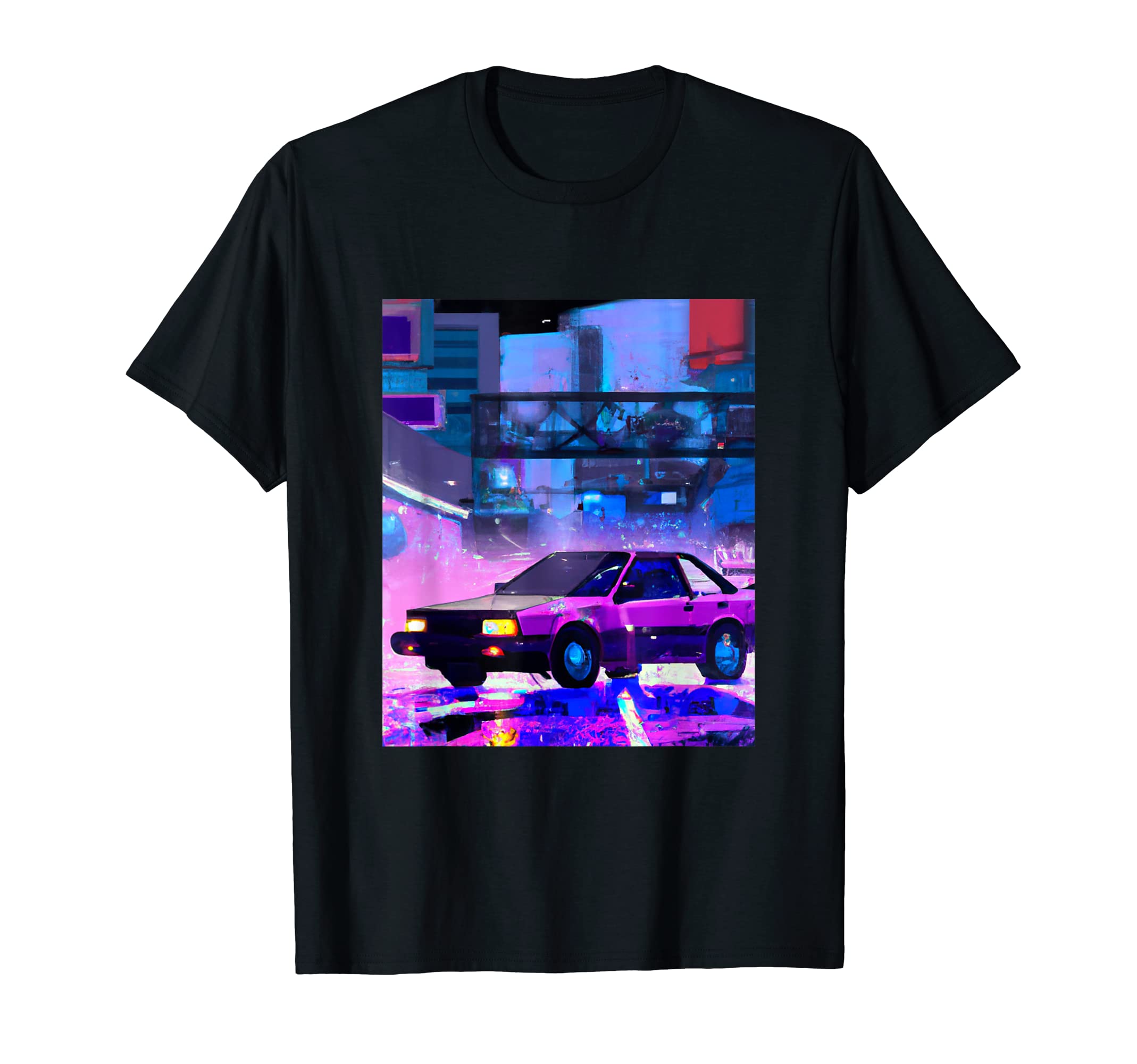 Vaporwave Car Synthwave City T-Shirt - Streetwear Style Men Women - T-Shirt, Sweatshirt, Hoodie