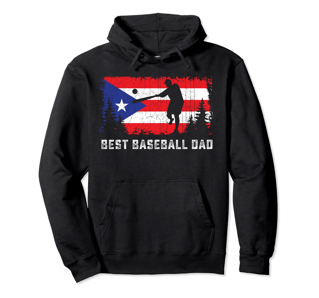 Puerto Rican Flag Baseball Player Dad Hoodie - Unique Graphic Unisex - T-Shirt, Sweatshirt, Hoodie