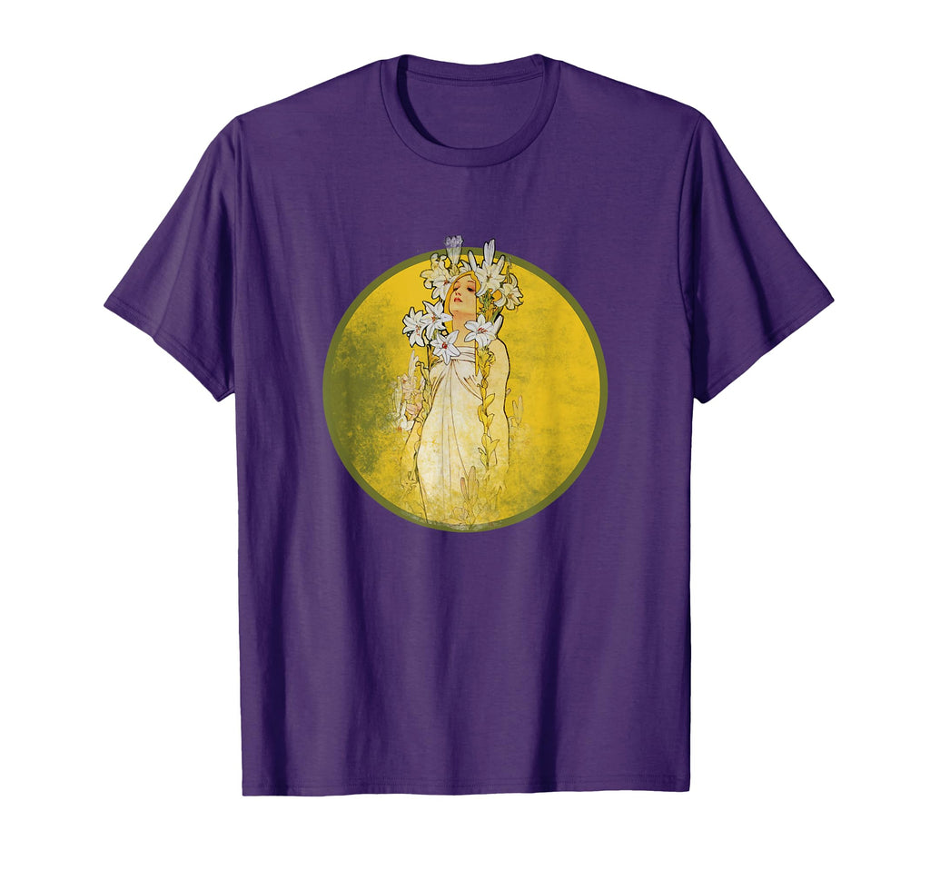 Art Nouveau Alphonse Mucha Lily T-Shirt - Unique Graphic for Adults - T-Shirt, Sweatshirt, Hoodie