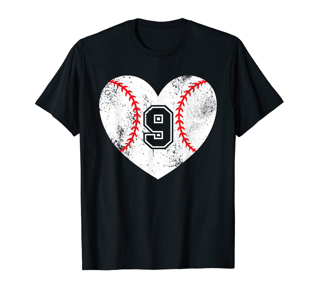 Baseball Heart Player 9 Baseball Mom T-Shirt - Custom Art Print for Adults - T-Shirt, Sweatshirt, Hoodie
