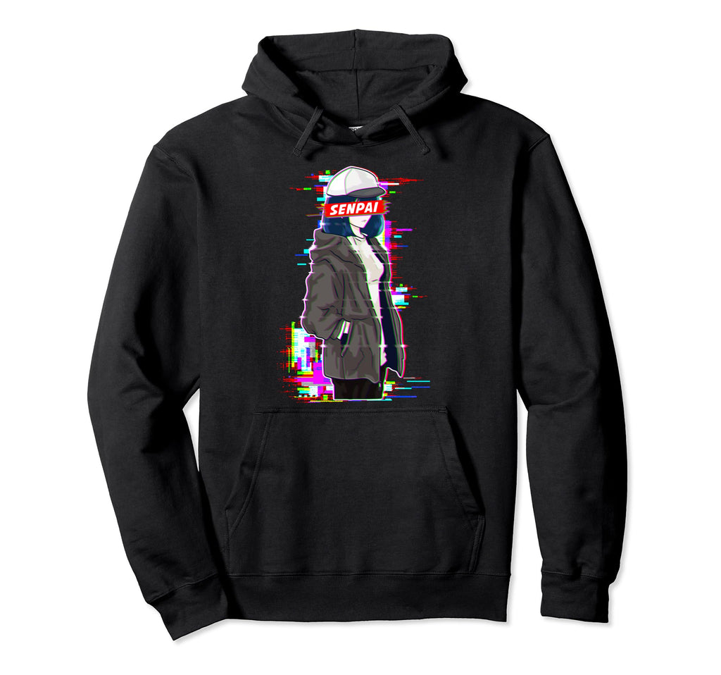 Senpai Vaporwave Aesthetic Anime Hoodie - Graphic Print Unisex - T-Shirt, Sweatshirt, Hoodie
