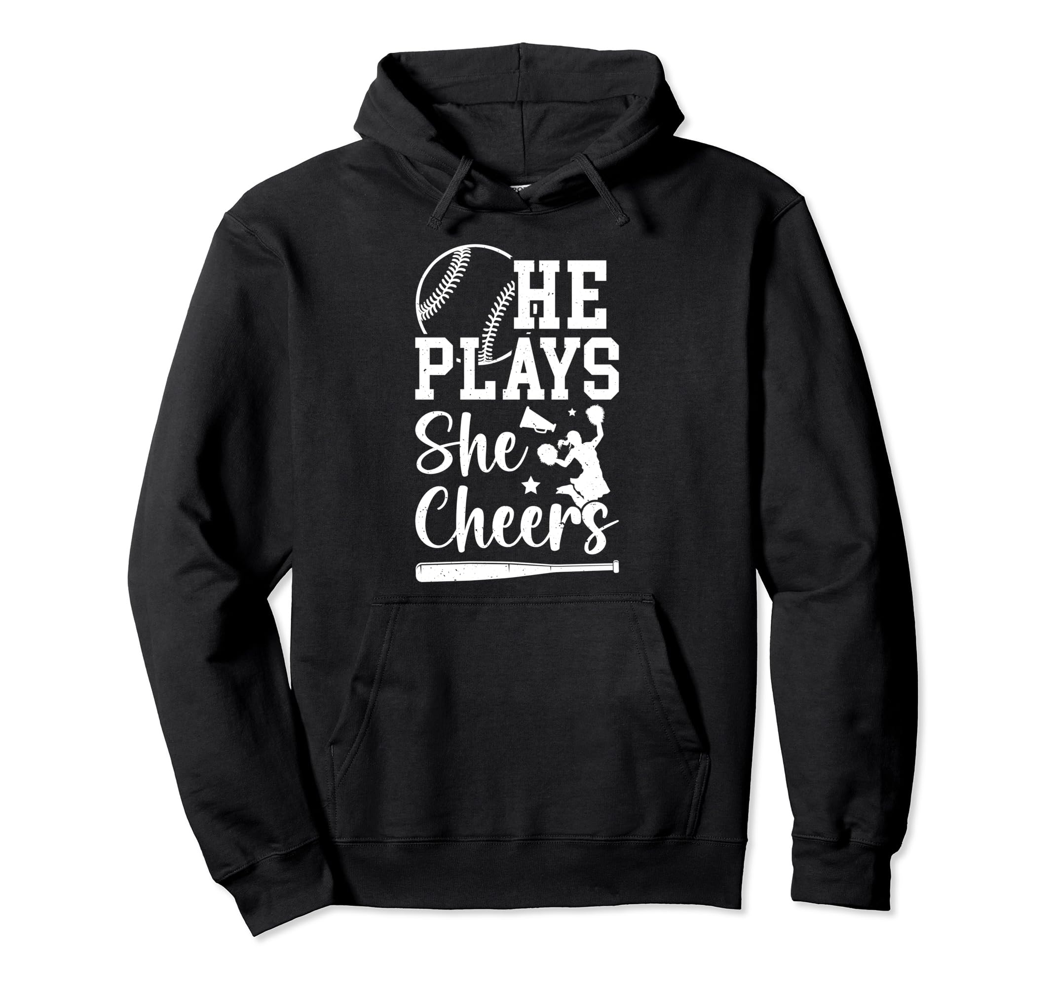 He Plays She Cheers Baseball And Cheer Mom Hoodie - Novelty Apparel Unisex - T-Shirt, Sweatshirt, Hoodie