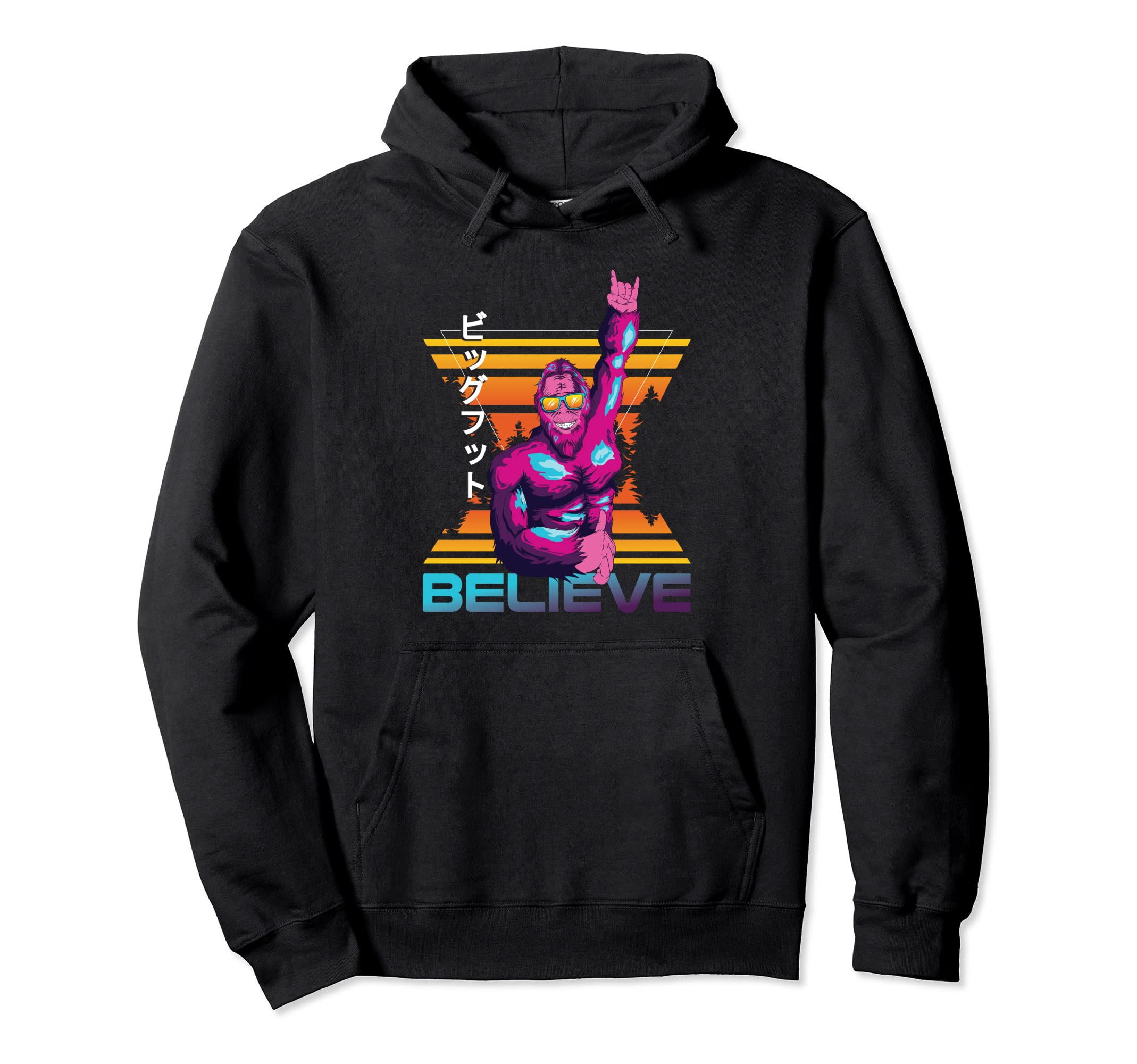 Vaporwave Aesthetic Bigfoot 90S Hoodie - Novelty Apparel for Adults - T-Shirt, Sweatshirt, Hoodie