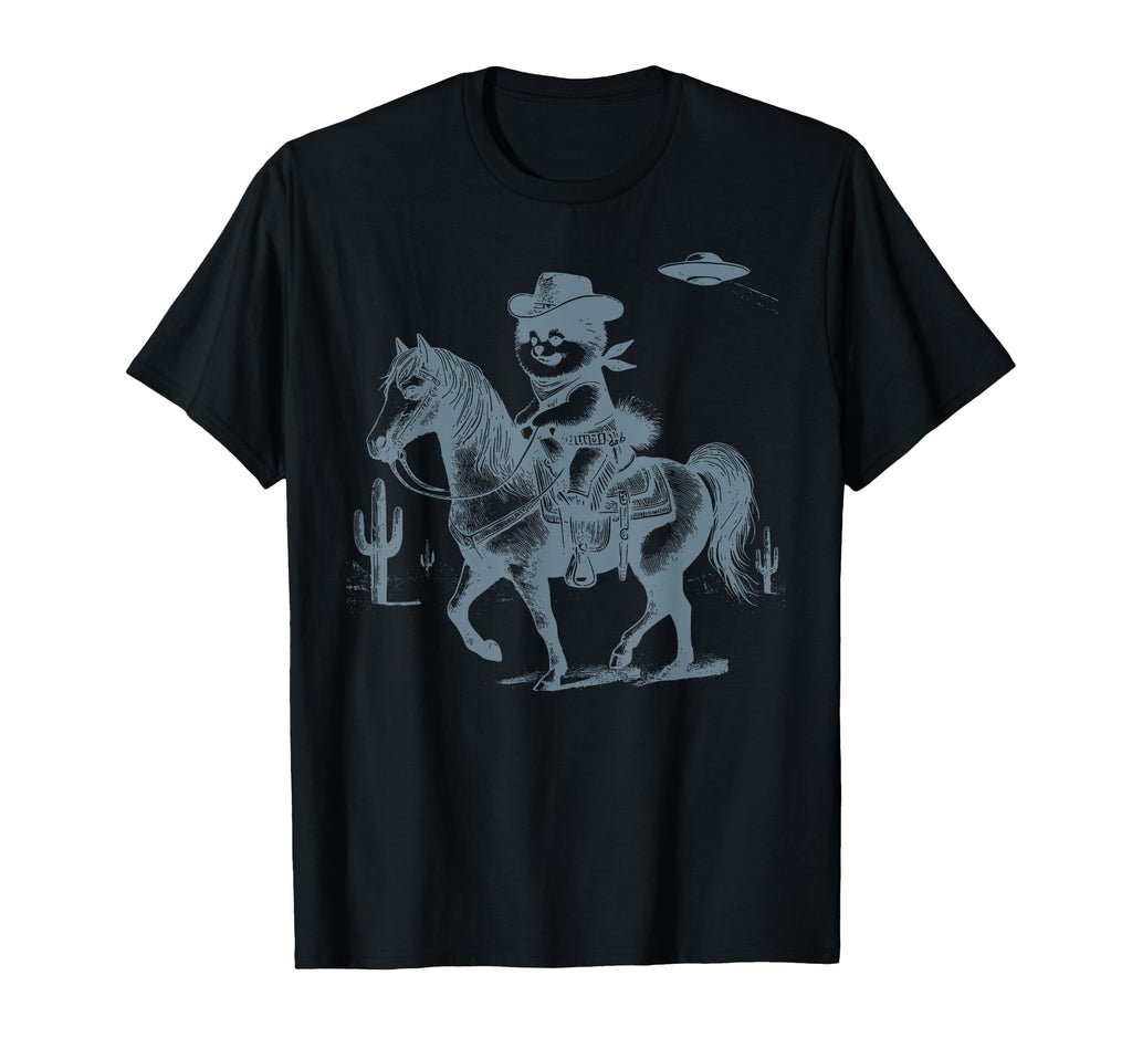 Cowboy Pomeranian Riding Horse Ufo T-Shirt - Custom Art Print for Adults - T-Shirt, Sweatshirt, Hoodie