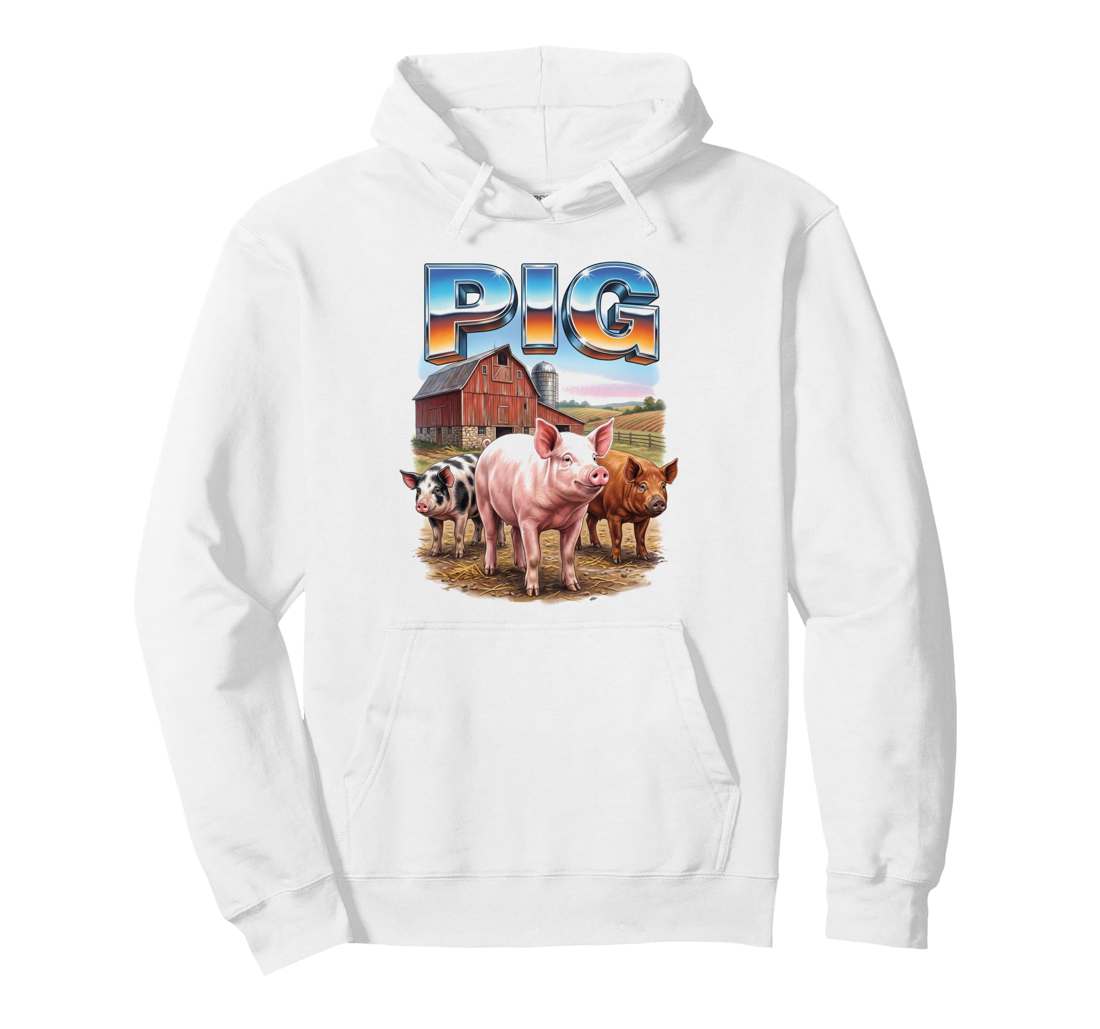 Pig 70S 90S Pig Farm Animal Lover Pig Hoodie - Trendy Graphic Men Women - T-Shirt, Sweatshirt, Hoodie