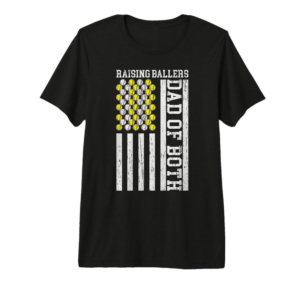 Mens Raising Ballers Dad Both T-Shirt - Custom Art Print for Adults - T-Shirt, Sweatshirt, Hoodie