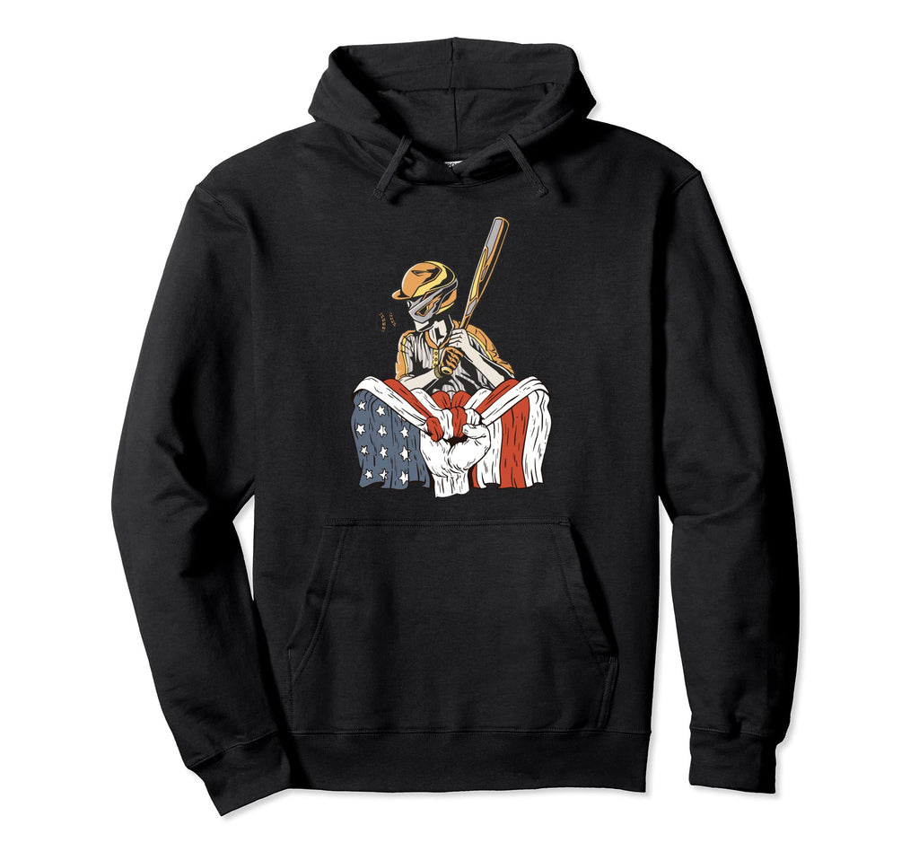American Flag Baseball Player Hoodie - Custom Art Print for Adults - T-Shirt, Sweatshirt, Hoodie