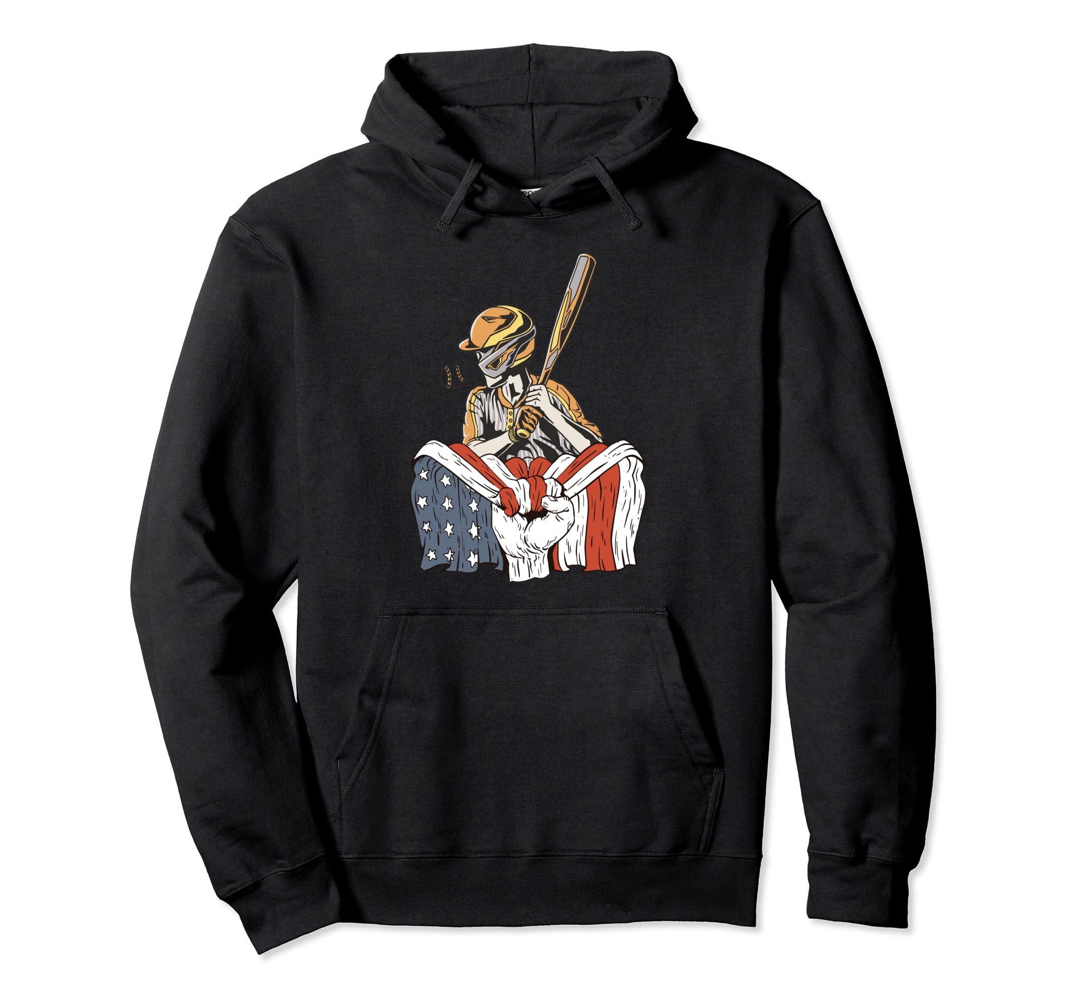 American Flag Baseball Player Hoodie - Custom Art Print for Adults - T-Shirt, Sweatshirt, Hoodie