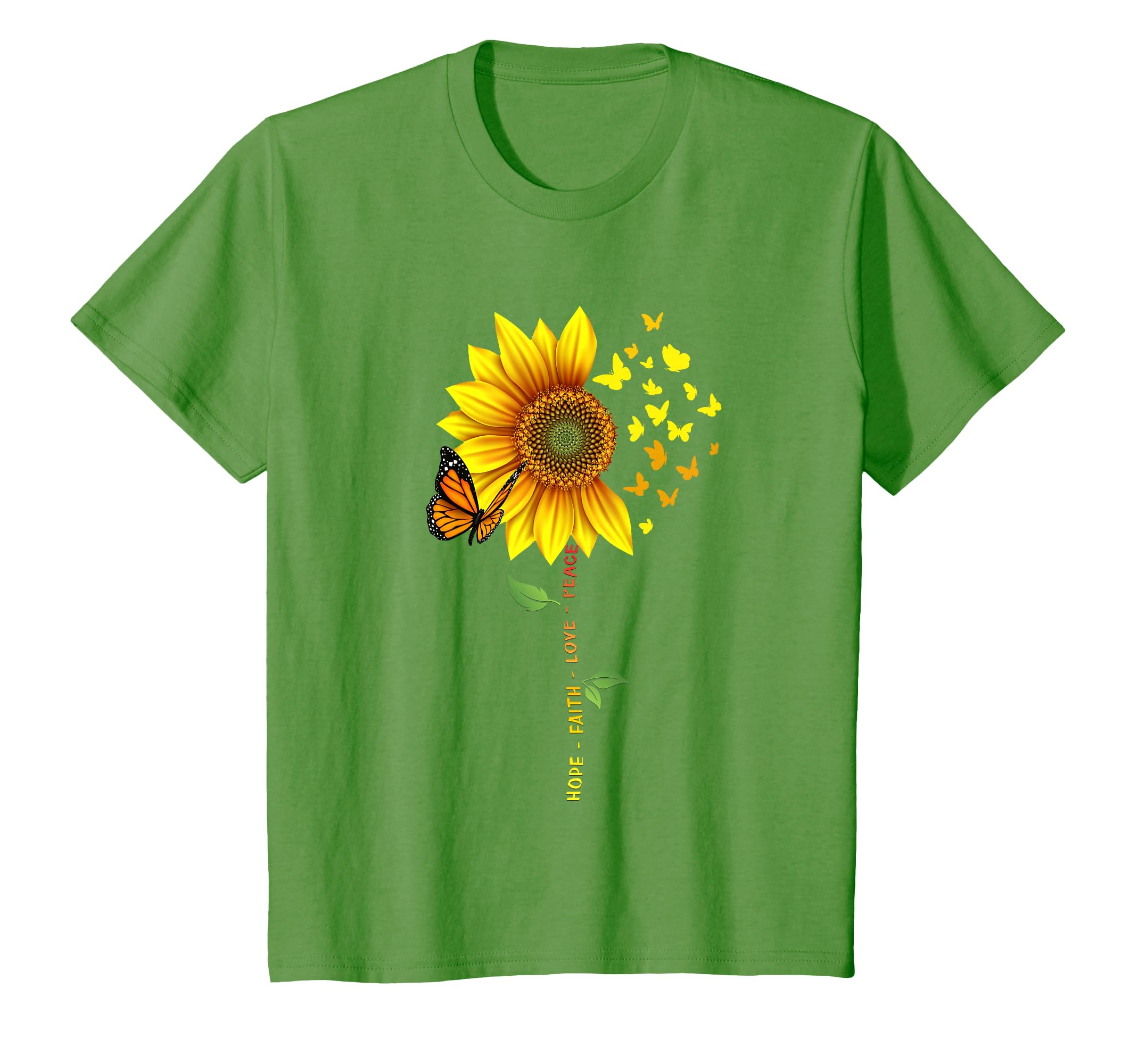 Sunflower Butterflies Hope Faith Love T-Shirt - Unique Graphic for Adults - T-Shirt, Sweatshirt, Hoodie
