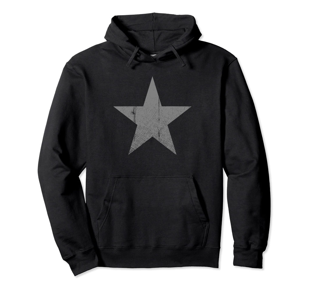 Gray Star Distressed Star Hoodie - Unique Graphic Men Women - T-Shirt, Sweatshirt, Hoodie