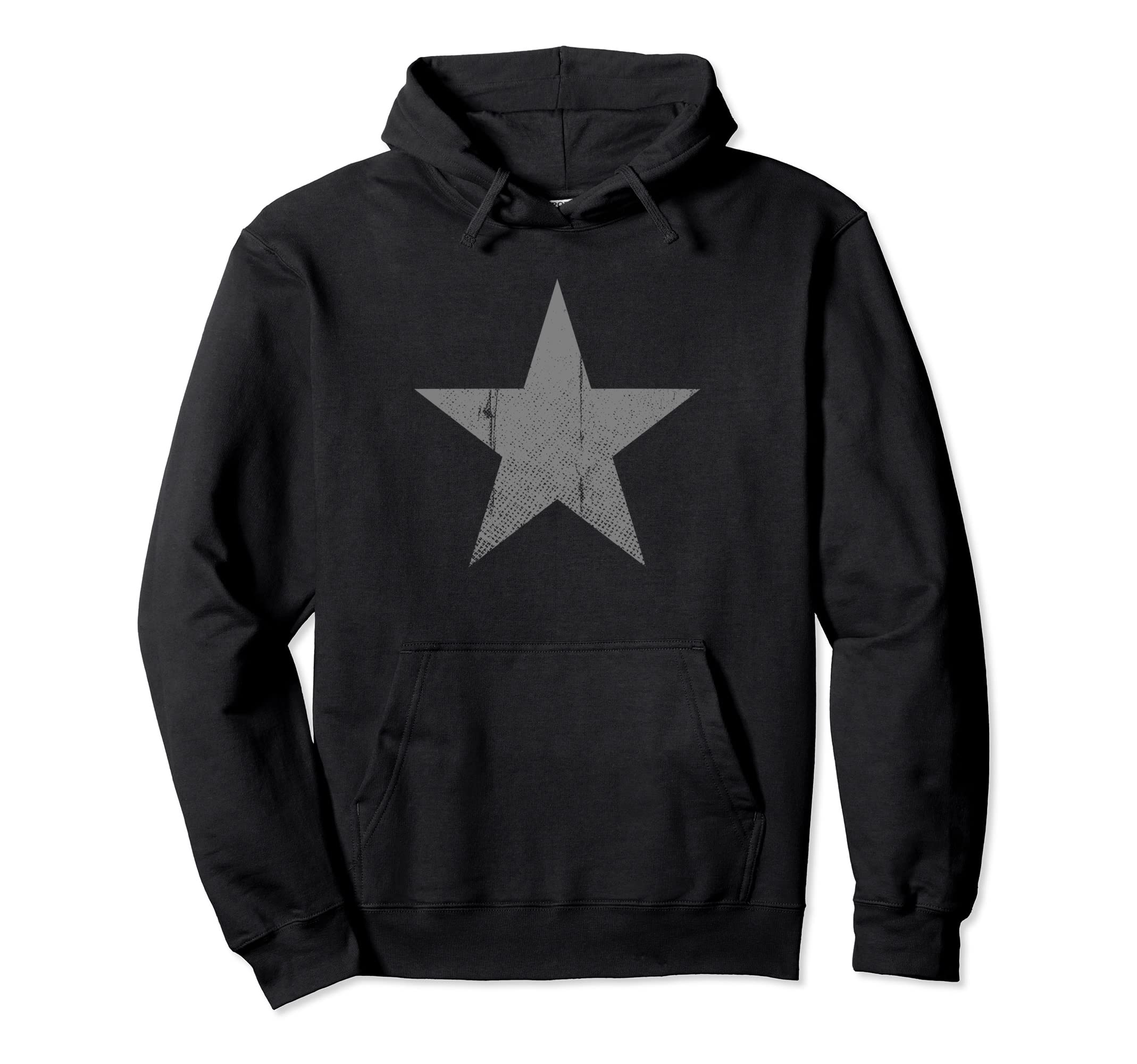 Gray Star Distressed Star Hoodie - Unique Graphic Men Women - T-Shirt, Sweatshirt, Hoodie