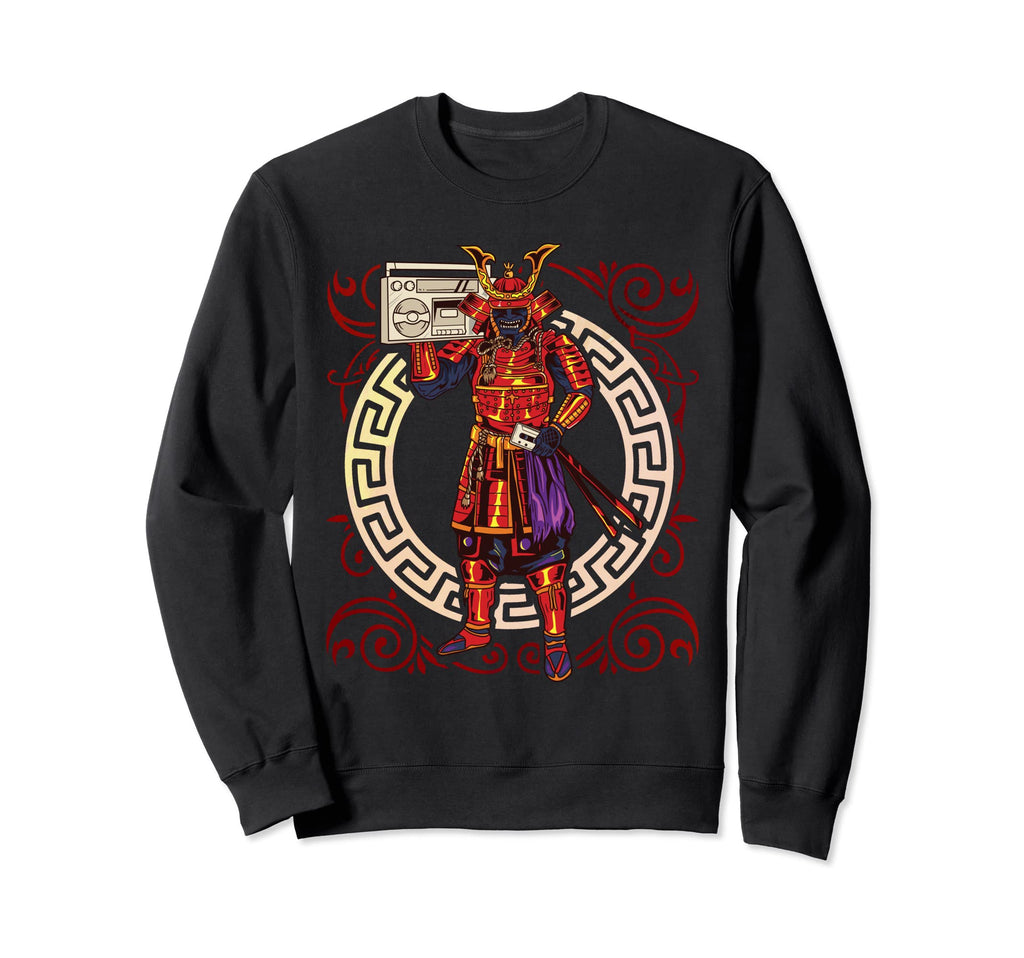 Samurai Holding Boombox And Sweatshirt - Fun Novelty Design Men Women - T-Shirt, Sweatshirt, Hoodie