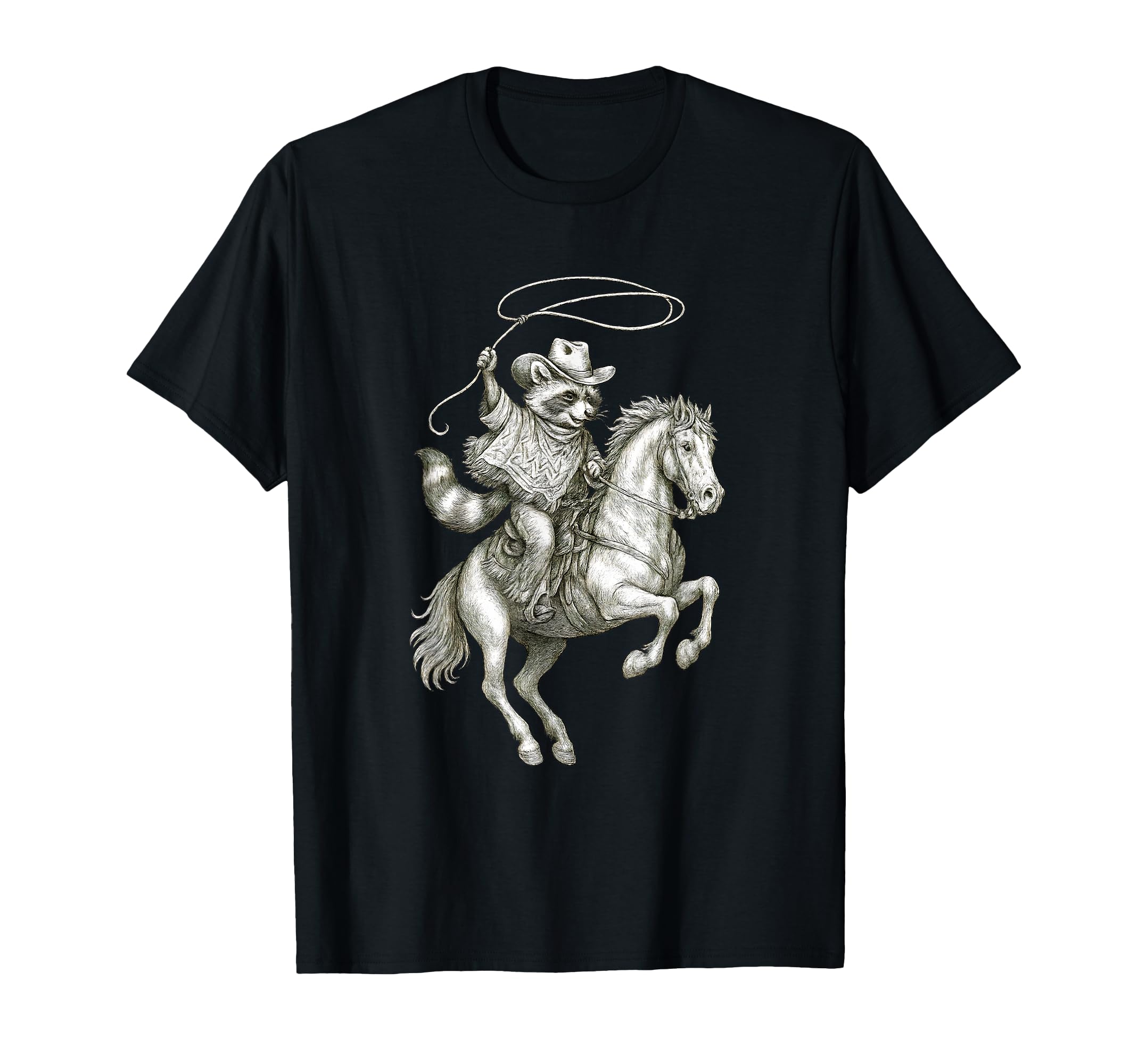 Raccoon Cowboy Western Country T-Shirt - Novelty Apparel for Adults - T-Shirt, Sweatshirt, Hoodie