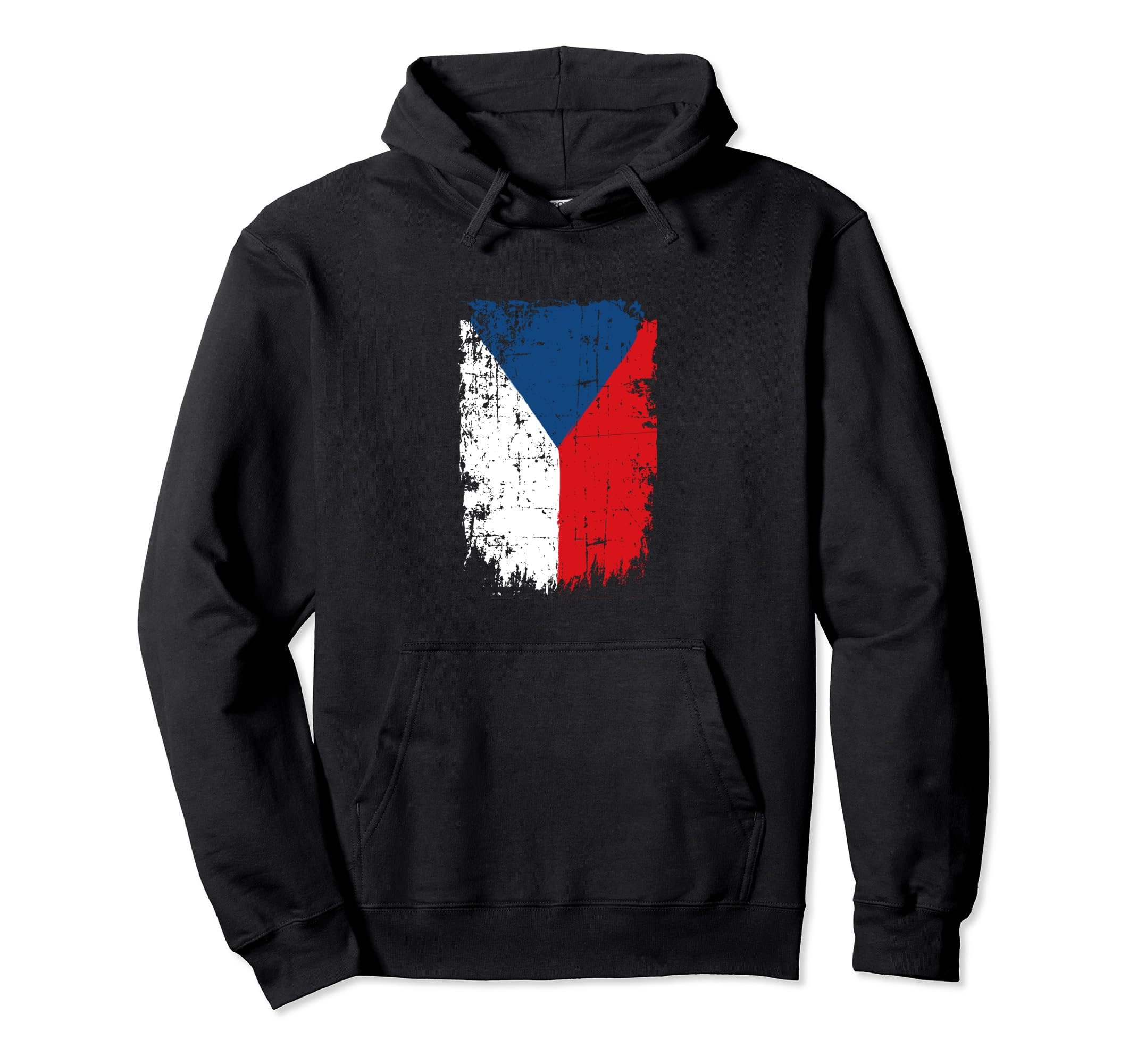 Czech Republic Flag Distressed Hoodie - Novelty Apparel Men Women - T-Shirt, Sweatshirt, Hoodie