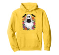 Boho Floral Spooky Ghost Cat Halloween Hoodie - Graphic Print Men Women - T-Shirt, Sweatshirt, Hoodie