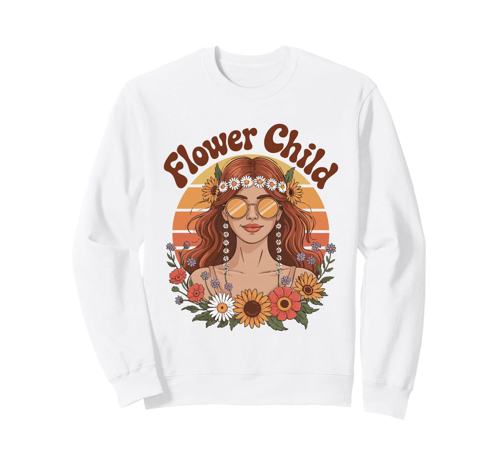 Boho Flower Child 70S Sweatshirt - Minimalist Print Unisex - T-Shirt, Sweatshirt, Hoodie