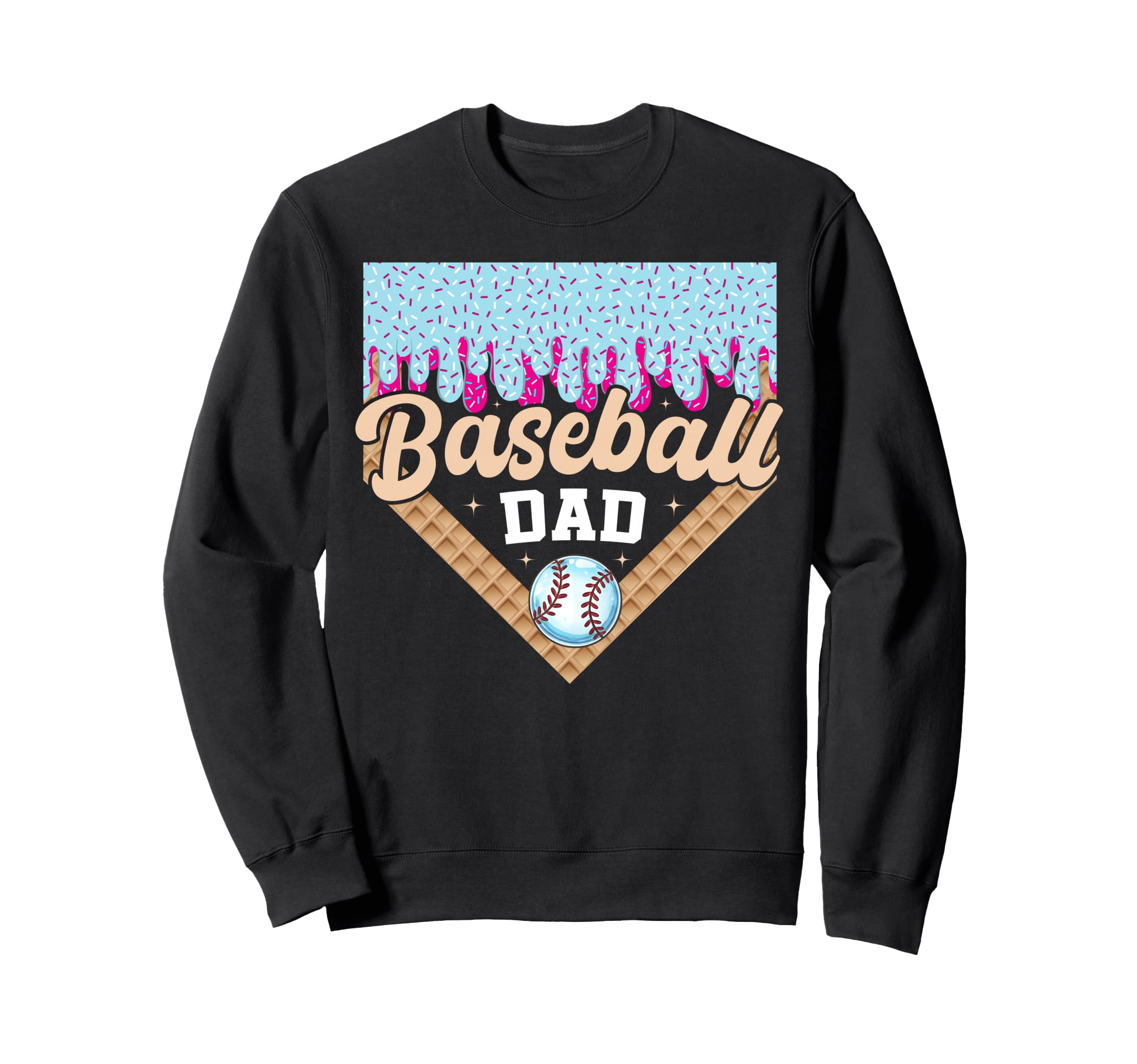 Baseball Dad Ice Cream Drip Fathers Sweatshirt - Streetwear Style Unisex - T-Shirt, Sweatshirt, Hoodie