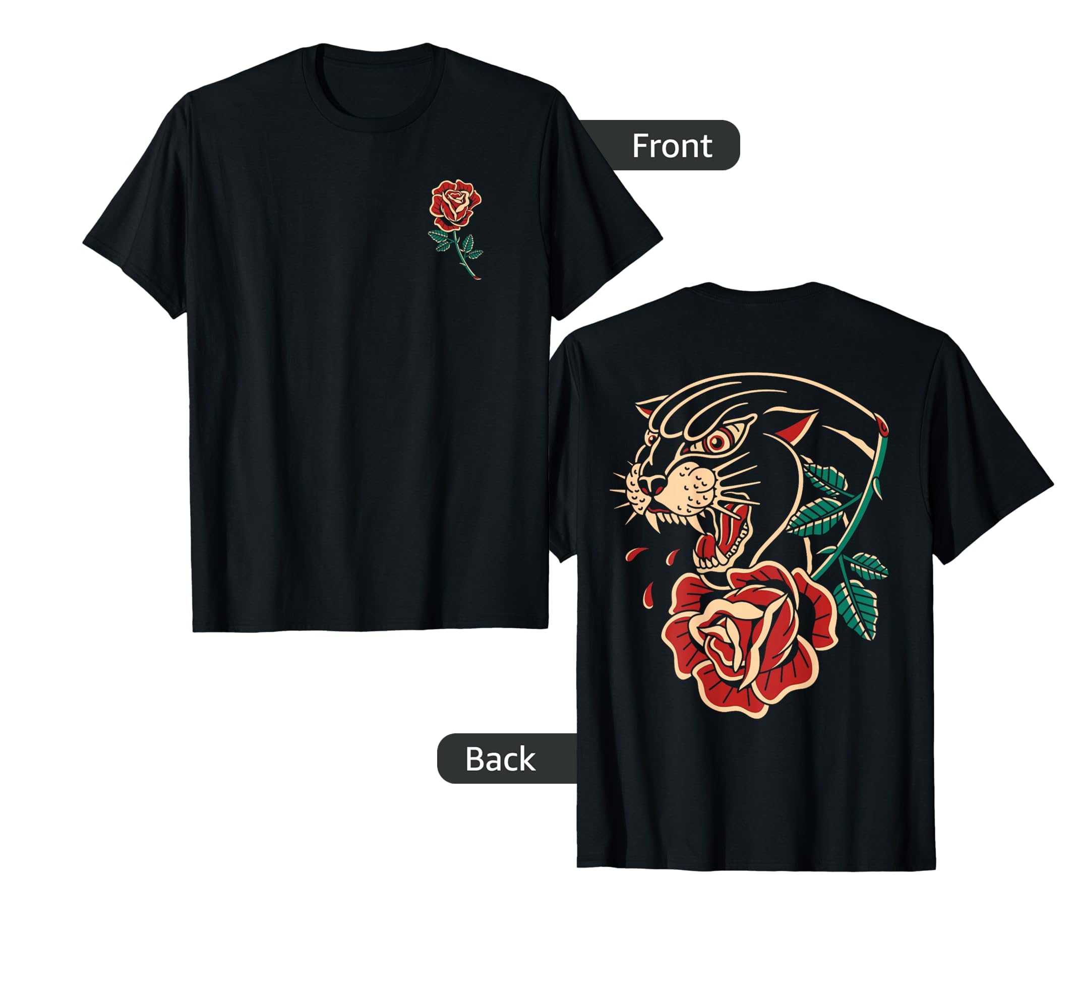 Panther Rose Traditional Tattoo Artist T-Shirt - Novelty Apparel Unisex - T-Shirt, Sweatshirt, Hoodie