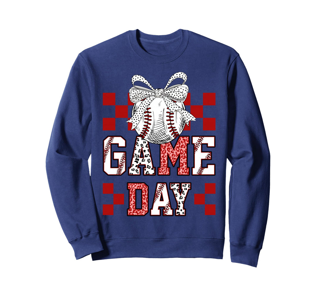 Game Day Baseball Bow Play Ball Hoodie - Fun Novelty Design Men Women - T-Shirt, Sweatshirt, Hoodie