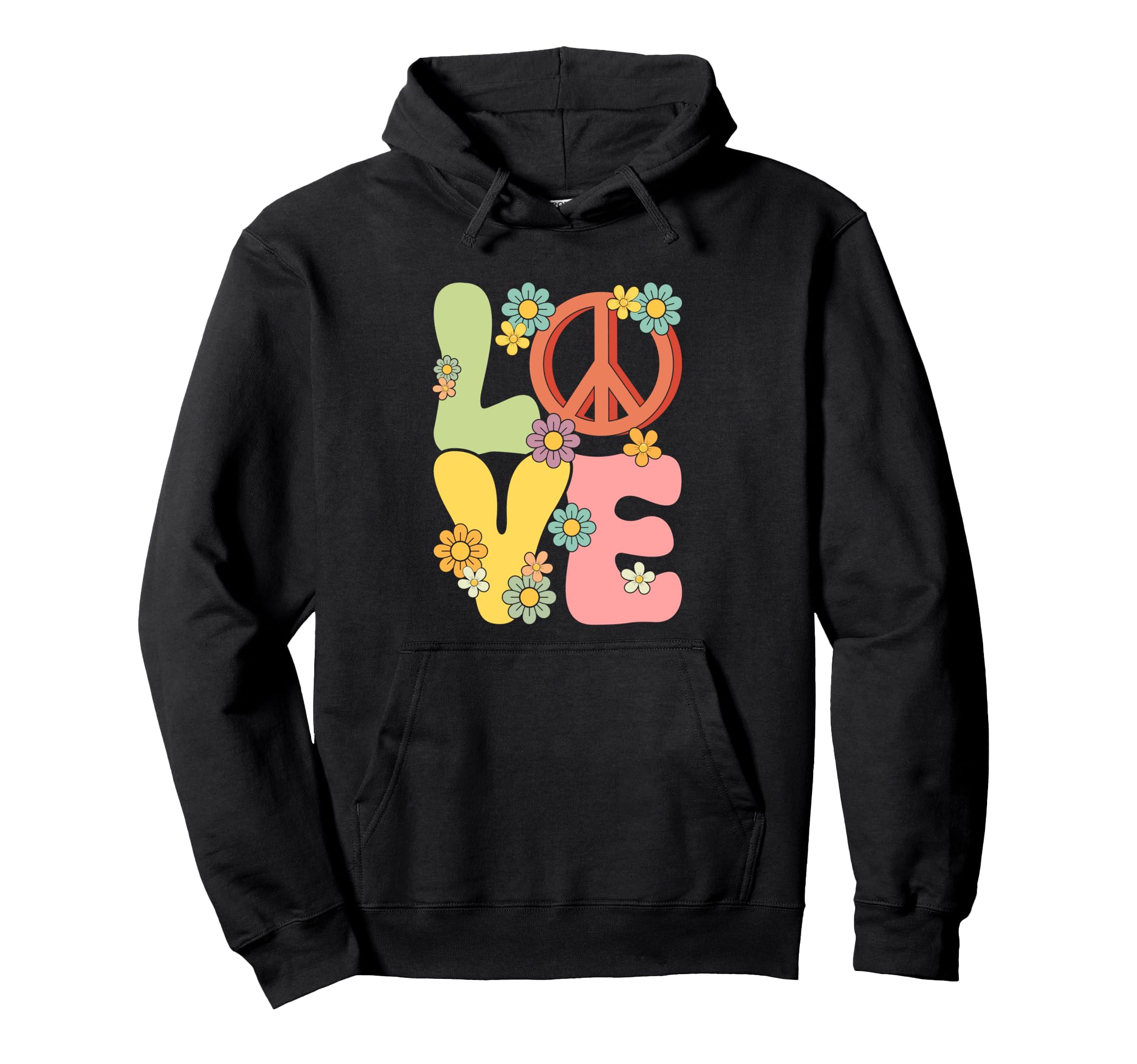 Peace Love Groovy Floral Hoodie - Graphic Print Men Women - T-Shirt, Sweatshirt, Hoodie
