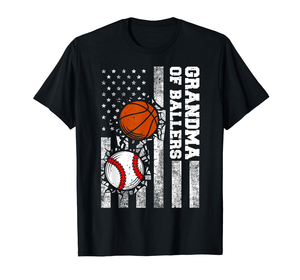 Grandma Ballers Usa Flag Baseball T-Shirt - Graphic Print Unisex - T-Shirt, Sweatshirt, Hoodie