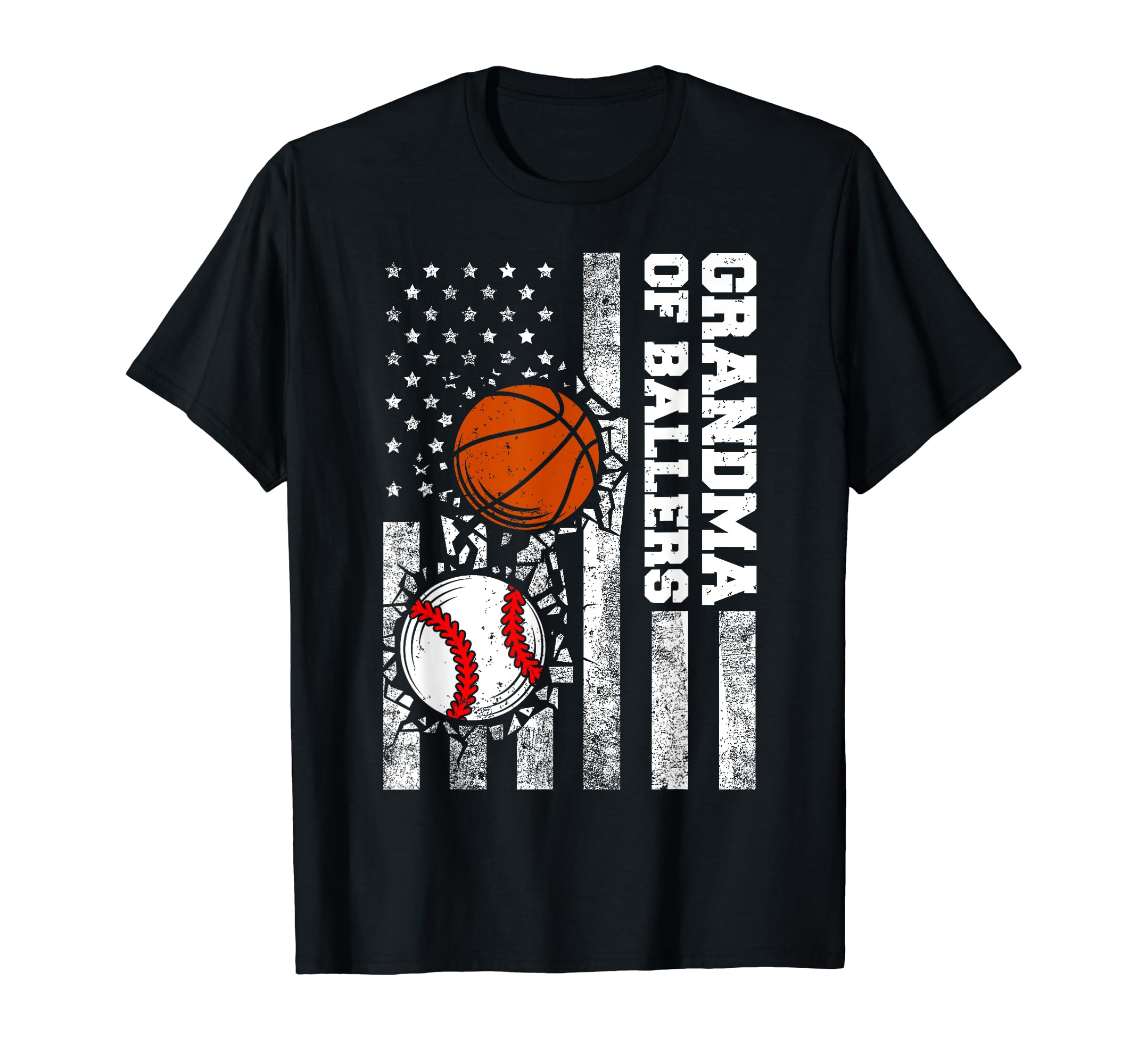 Grandma Ballers Usa Flag Baseball T-Shirt - Graphic Print Unisex - T-Shirt, Sweatshirt, Hoodie