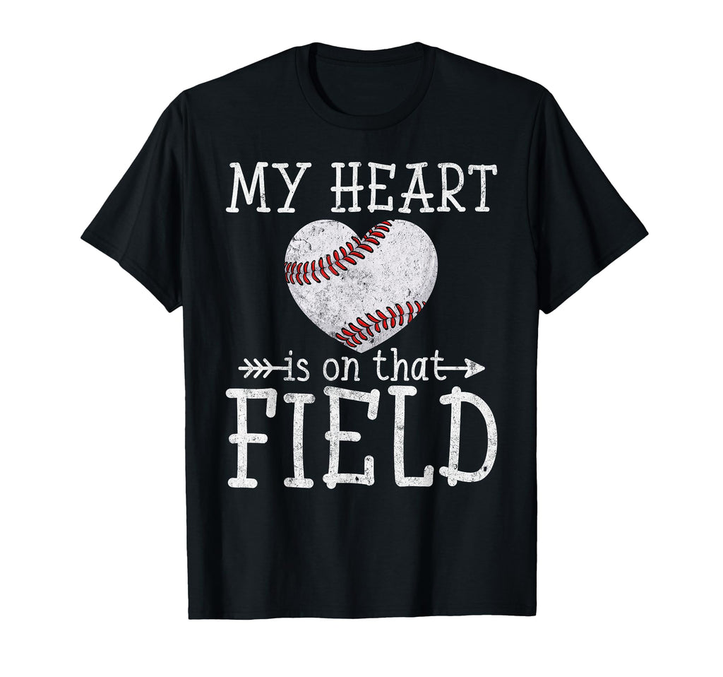 My Heart Is That Field Baseball Heart Mom T-Shirt - Graphic Print Men Women - T-Shirt, Sweatshirt, Hoodie