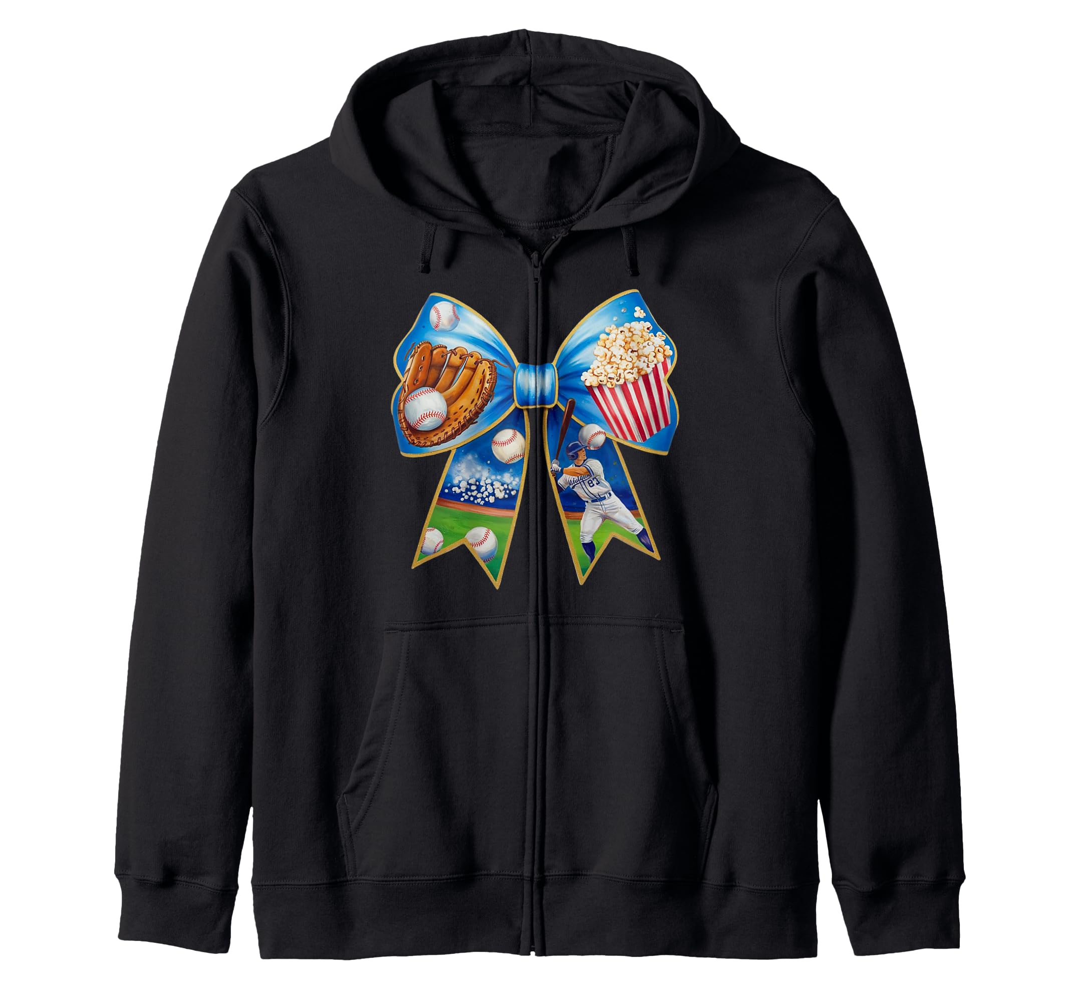 Baseball Bow Popcorn Glove Bat Player Sweatshirt - Novelty Apparel Unisex - T-Shirt, Sweatshirt, Hoodie