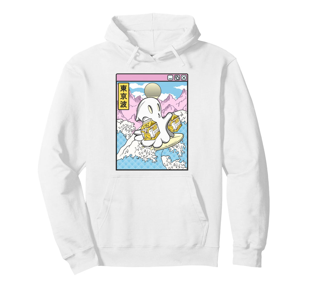 Surfing Ghost Banana Milk Japanese Waves Hoodie - Novelty Apparel Unisex - T-Shirt, Sweatshirt, Hoodie