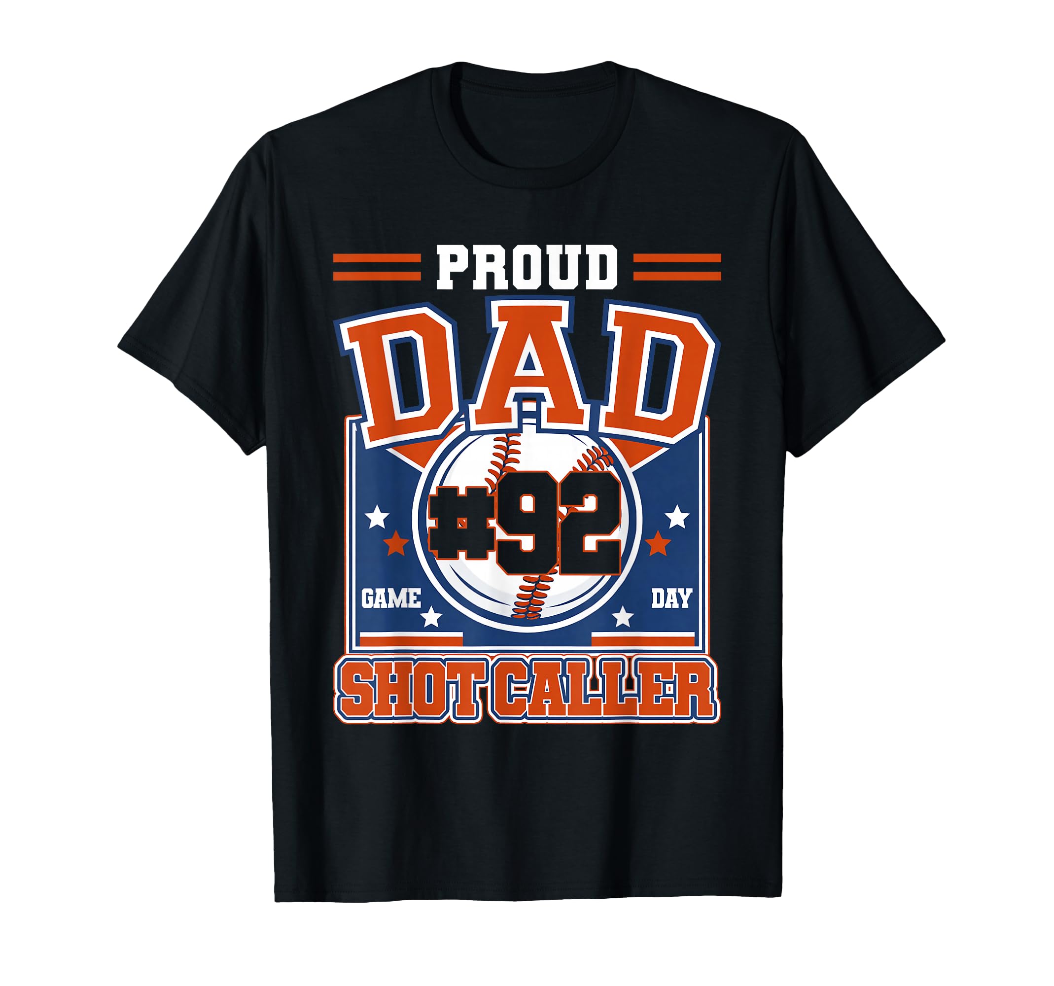 Proud Dad Baseball Player Number 92 T-Shirt - Unique Graphic for Adults - T-Shirt, Sweatshirt, Hoodie