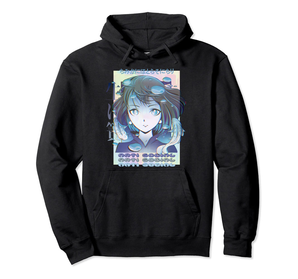Antisocial Sad Anime Manga Pastel Lofi Hoodie - Novelty Apparel Men Women - T-Shirt, Sweatshirt, Hoodie
