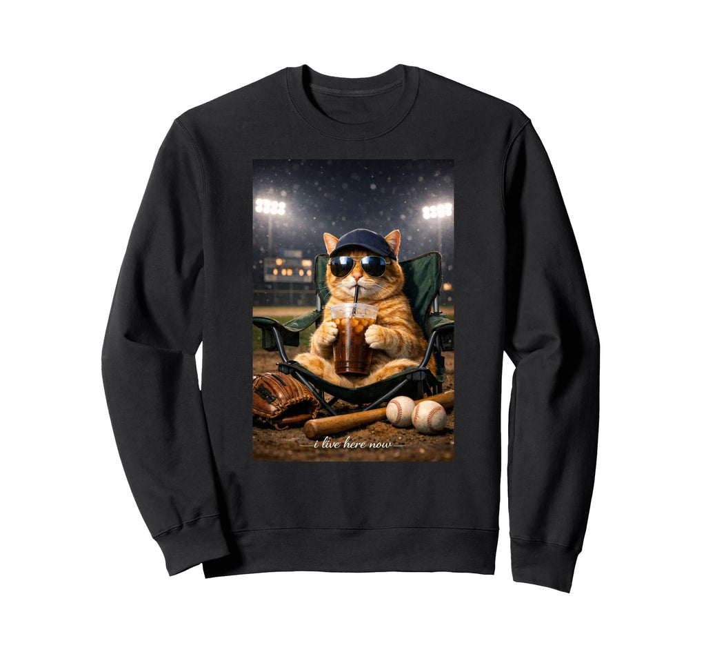 Funny Orange Cat Iced Coffee I Live Sweatshirt - Unique Graphic Unisex - T-Shirt, Sweatshirt, Hoodie