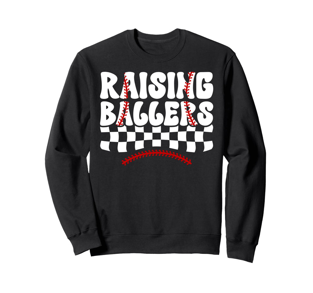 Raising Ballers Groovy Softball Sweatshirt - Minimalist Print Men Women - T-Shirt, Sweatshirt, Hoodie