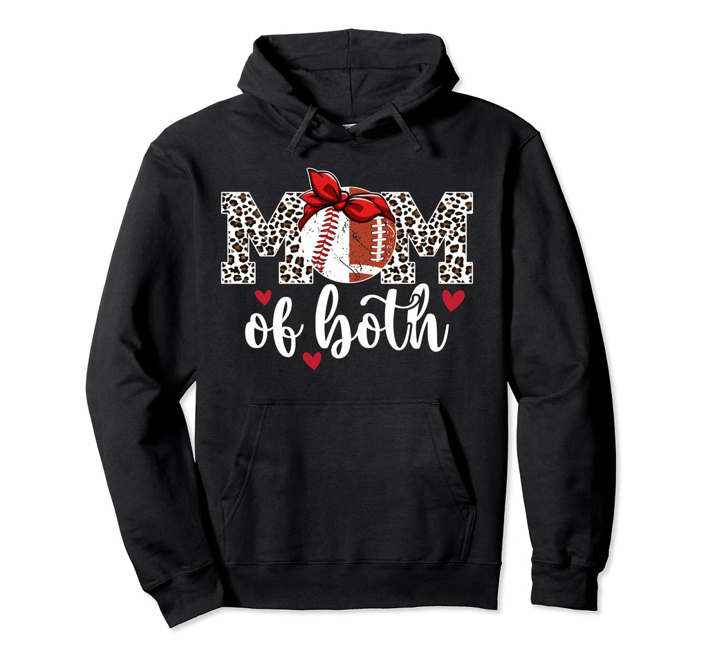 Mom Both Leopard Football Baseball Mom Hoodie - Graphic Print Unisex - T-Shirt, Sweatshirt, Hoodie