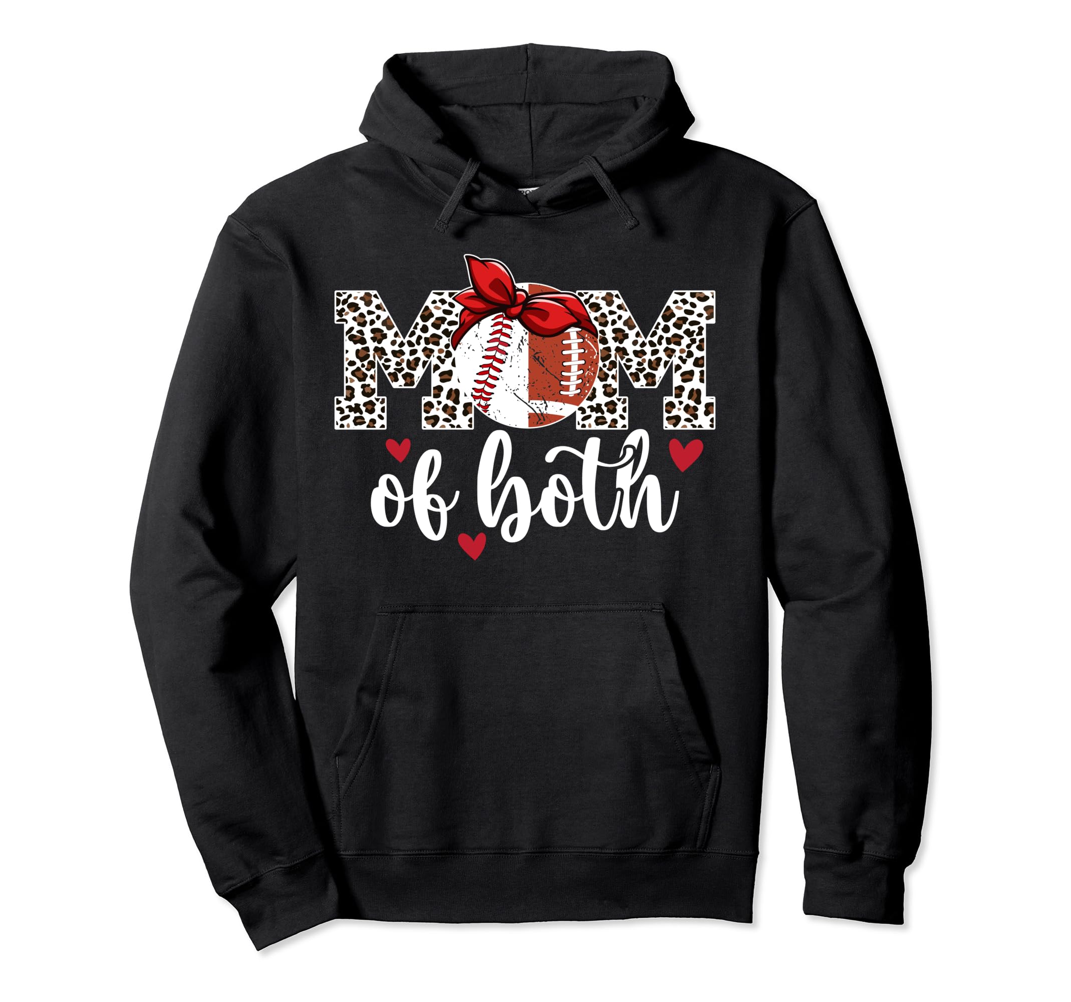 Mom Both Leopard Football Baseball Mom Hoodie - Graphic Print Unisex - T-Shirt, Sweatshirt, Hoodie