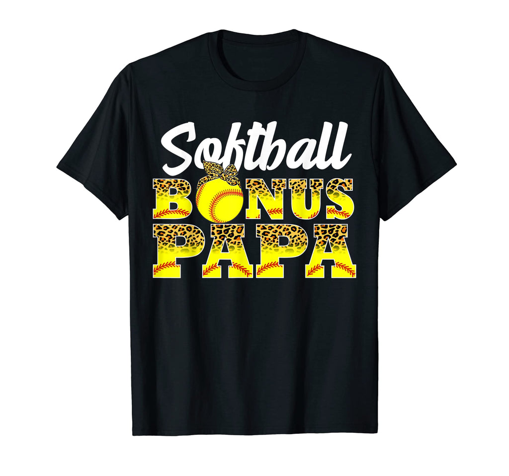 Softball Bonus Papa Game Day Leopard T-Shirt - Streetwear Style Unisex - T-Shirt, Sweatshirt, Hoodie