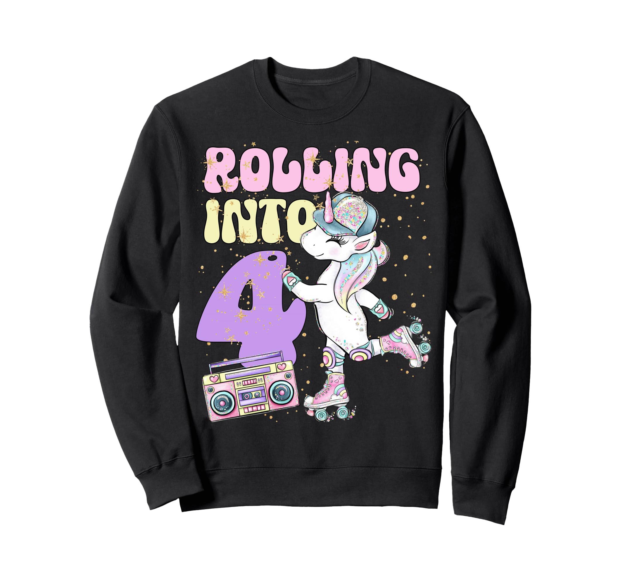 4Th Birthday Roller Skate Party Sweatshirt - Minimalist Print Men Women - T-Shirt, Sweatshirt, Hoodie