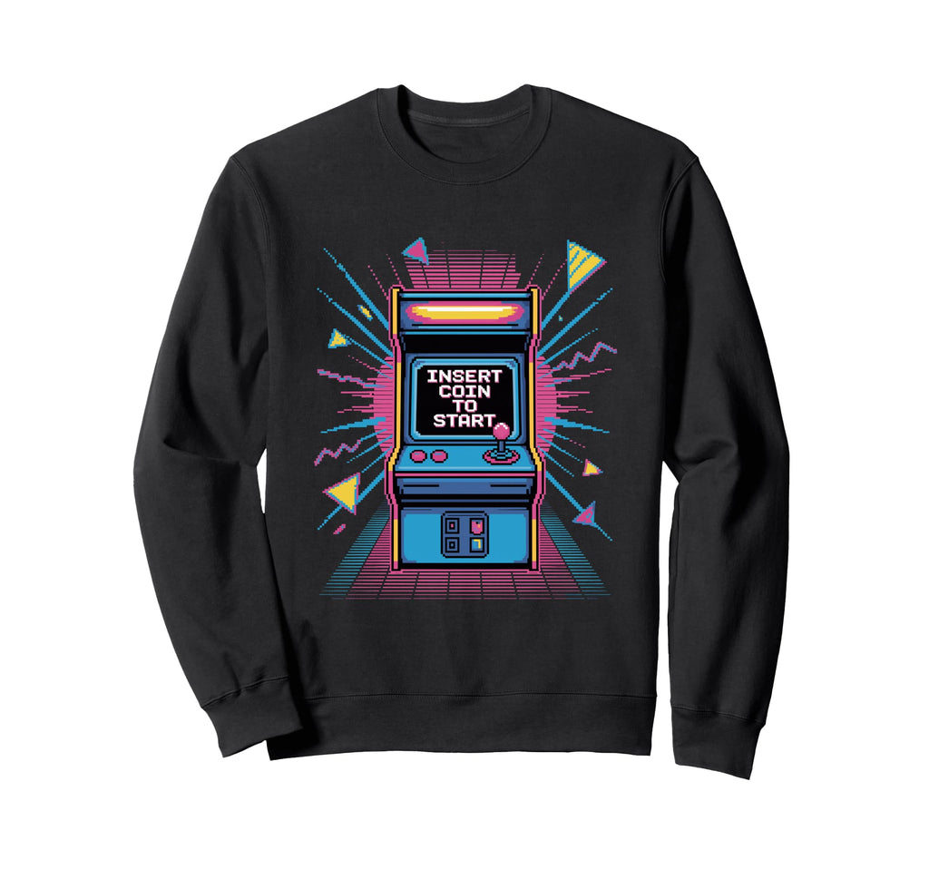 Insert Coin To Start Arcade Sweatshirt - Minimalist Print Men Women - T-Shirt, Sweatshirt, Hoodie