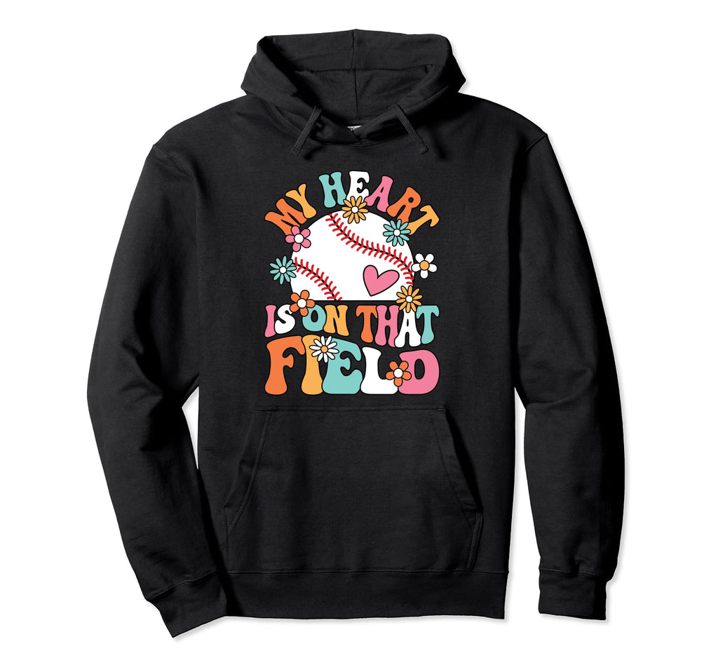 My Heart Is That Field Baseball Mom Grandma Hoodie - Unique Graphic Unisex - T-Shirt, Sweatshirt, Hoodie